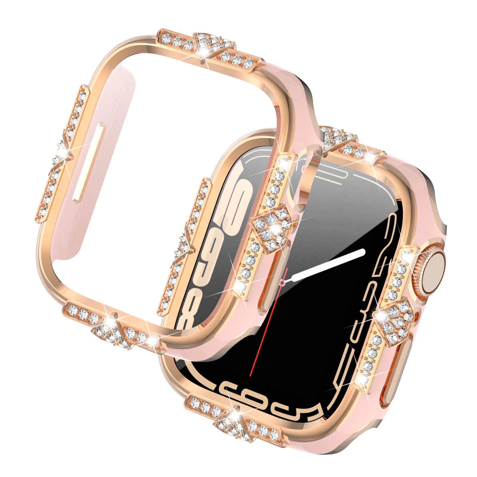 Falandi 41Mm Compatible With Apple Watch Case Se/Series 8/7/6/5/4 Rhinestones With Built In Glass Screen Protector 40/44/41/45Mm