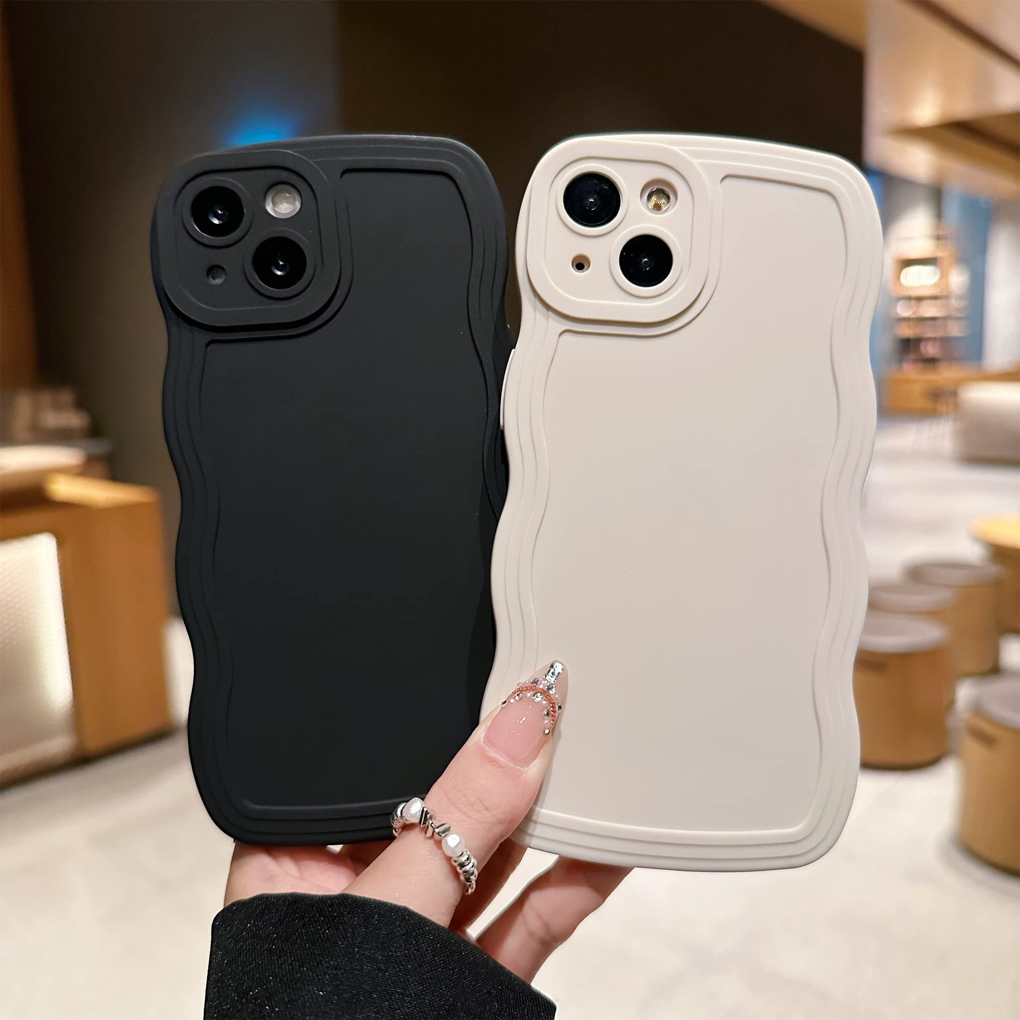 Skylmw Compatible With Iphone 14 Case 6.1'' 2022, Cute Kawaii Curly Wave Frame Shape Soft Silicone Shockproof Protective Phone C