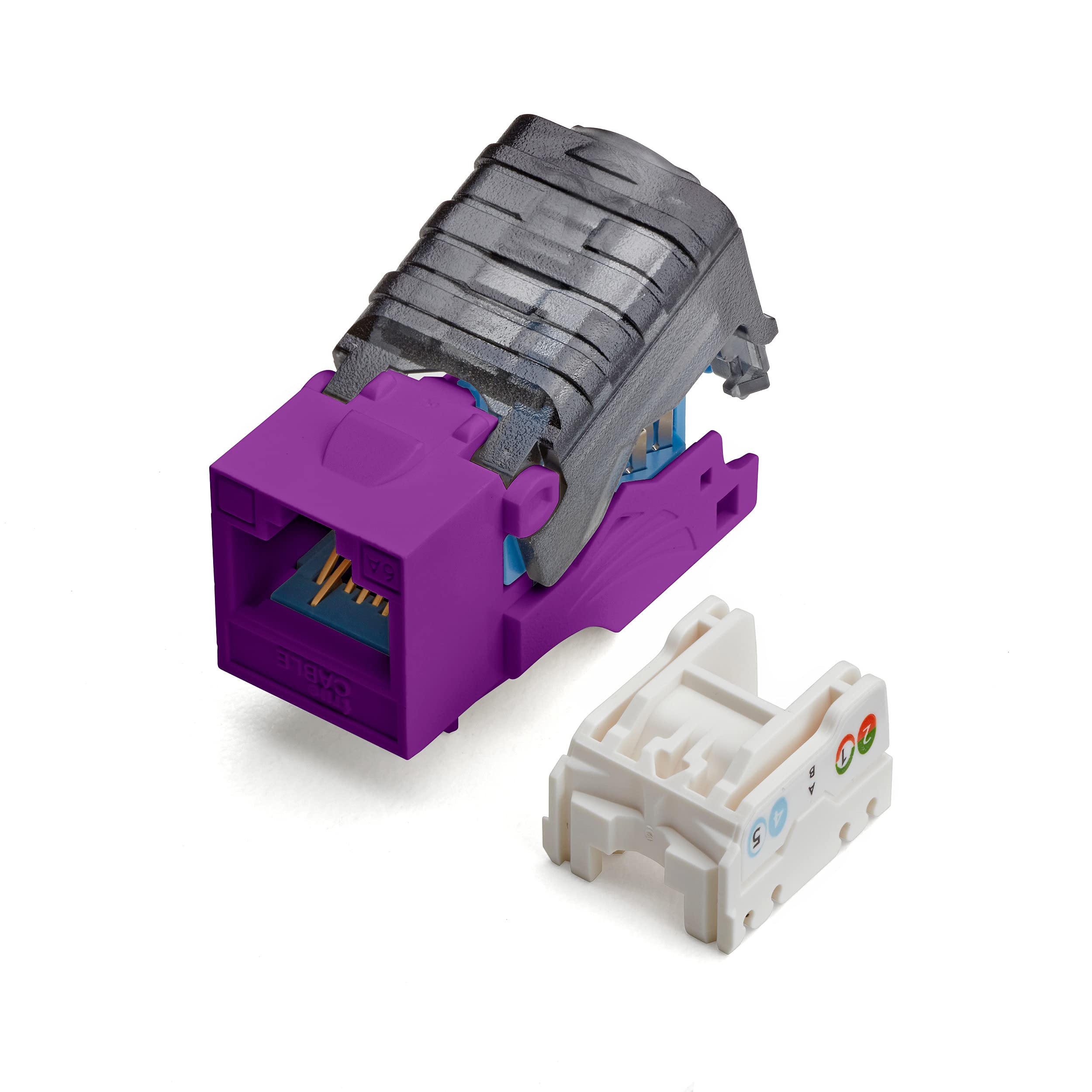 Truecable Cat6A Toolless Keystone Jack, Unshielded (Utp), Poe++ (4Ppoe) 100W, Ul Listed, Etl Verified, Ansi/Tia Certified, Modular Rj45 Female, Purple, 6 Pack