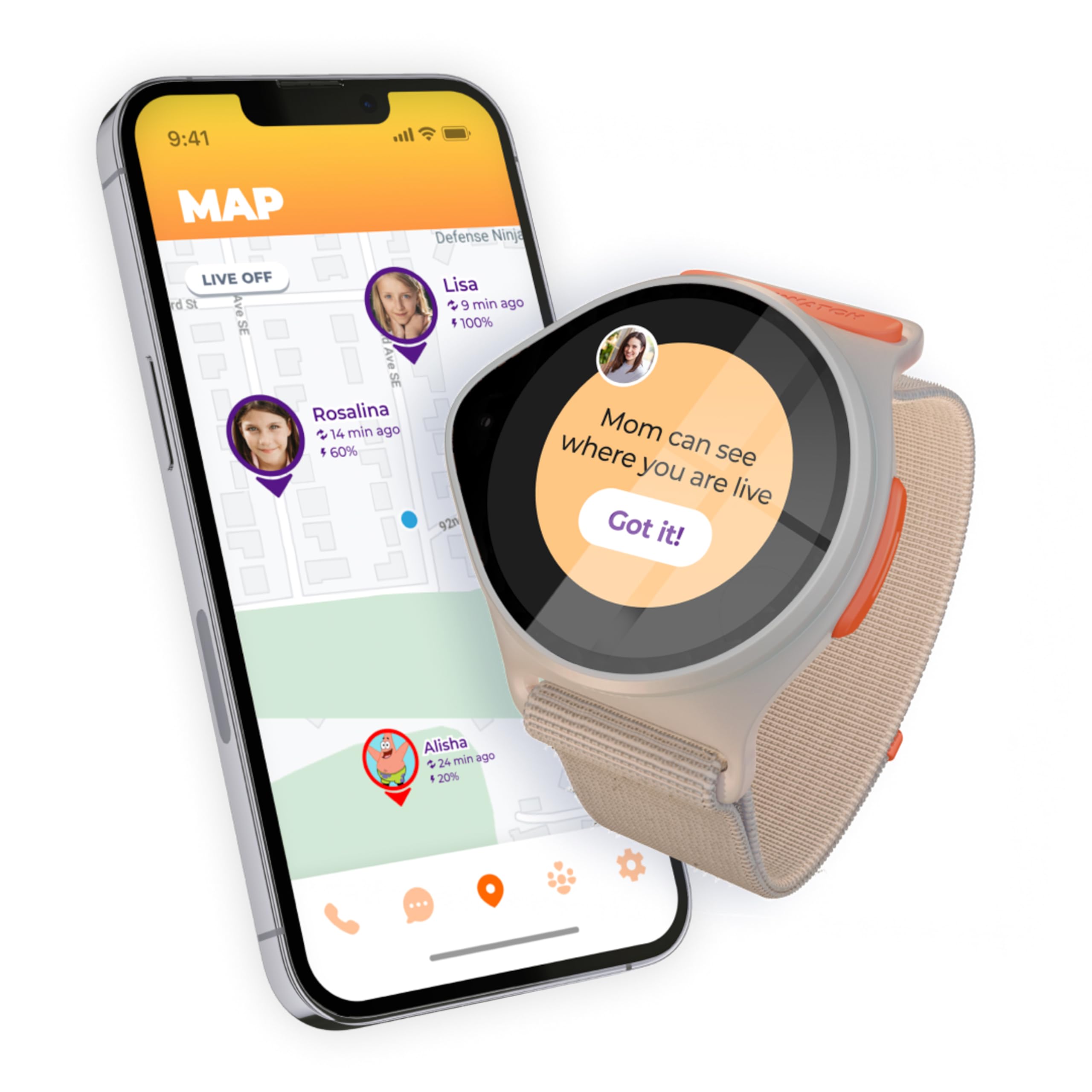 Nickwatch By Nickelodeon Gps Tracking Smartwatch With App, Chat & Call, Durable, Sos Call, Motion Games, Step Counter, School Mo