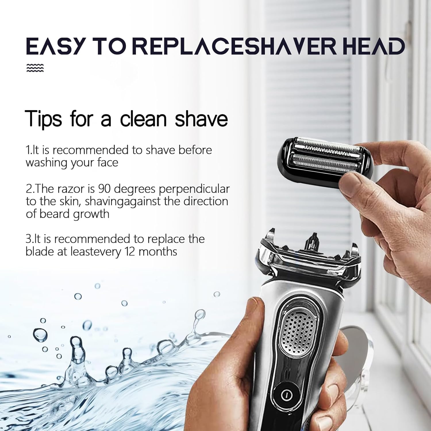 53B Replacement Foil And Cutter Compatible With Braun Series 5 Series 6 Electric Shaver, 53B Blades For Braun S5 Replacement Hea