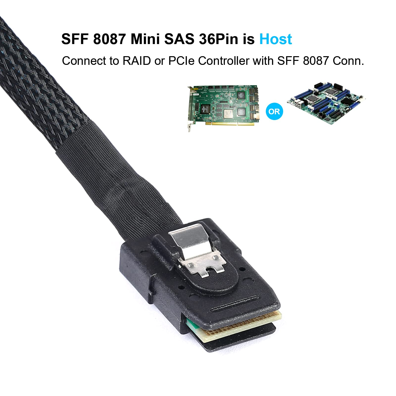 Adcaudx Mini Sas To Sata Cable: 0.5M Sff 8087 To Sata Mini Sas Breakout Cable Sff8087 To Sata 90 Degree Mini Sas To 4X Sata Sas