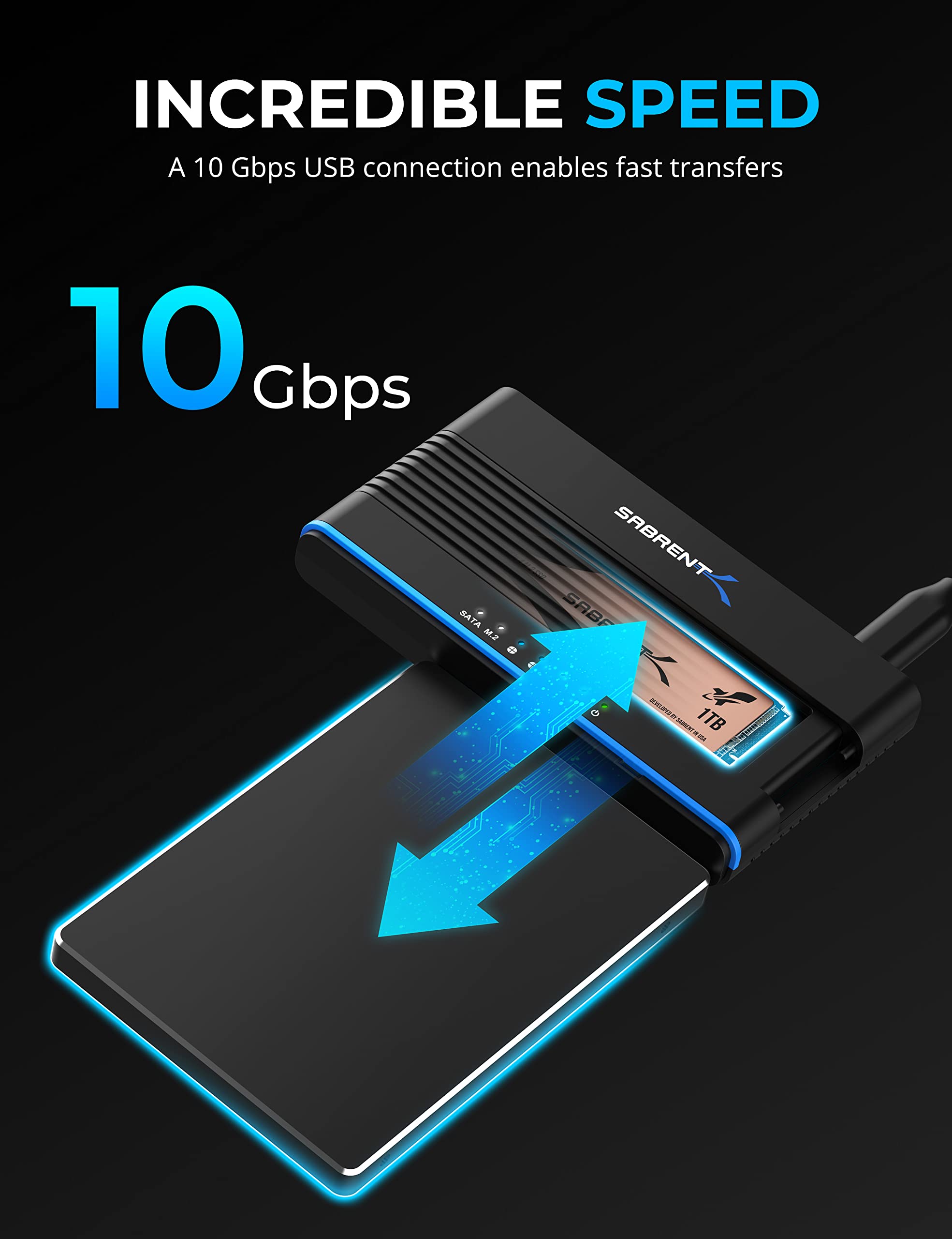 Sabrent Usb 3.2 Type C M.2 Pcie Nvme + 2.5/3.5 Inch Ssd & Hdd Converter [Ds Ucmh]