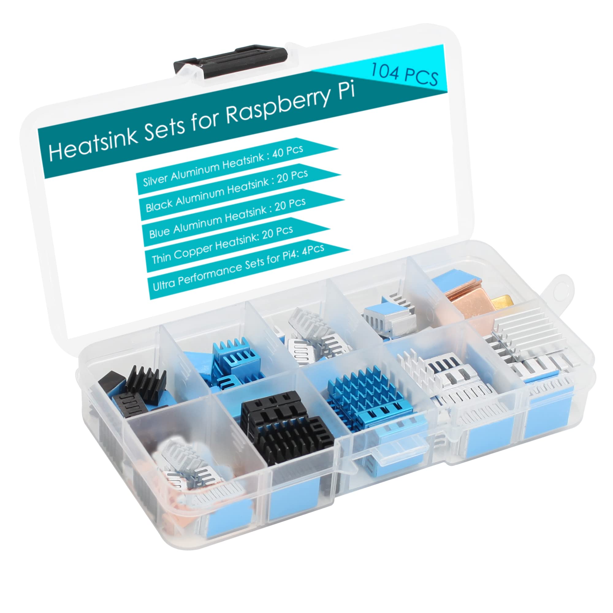 100 Pcs Raspberry Pi 4 Heatsink, Mazerpi Raspberry Pi Heatsink Set Aluminum Heatsink With 3M 8810 Thermal Pad Copper Heatsink Fo