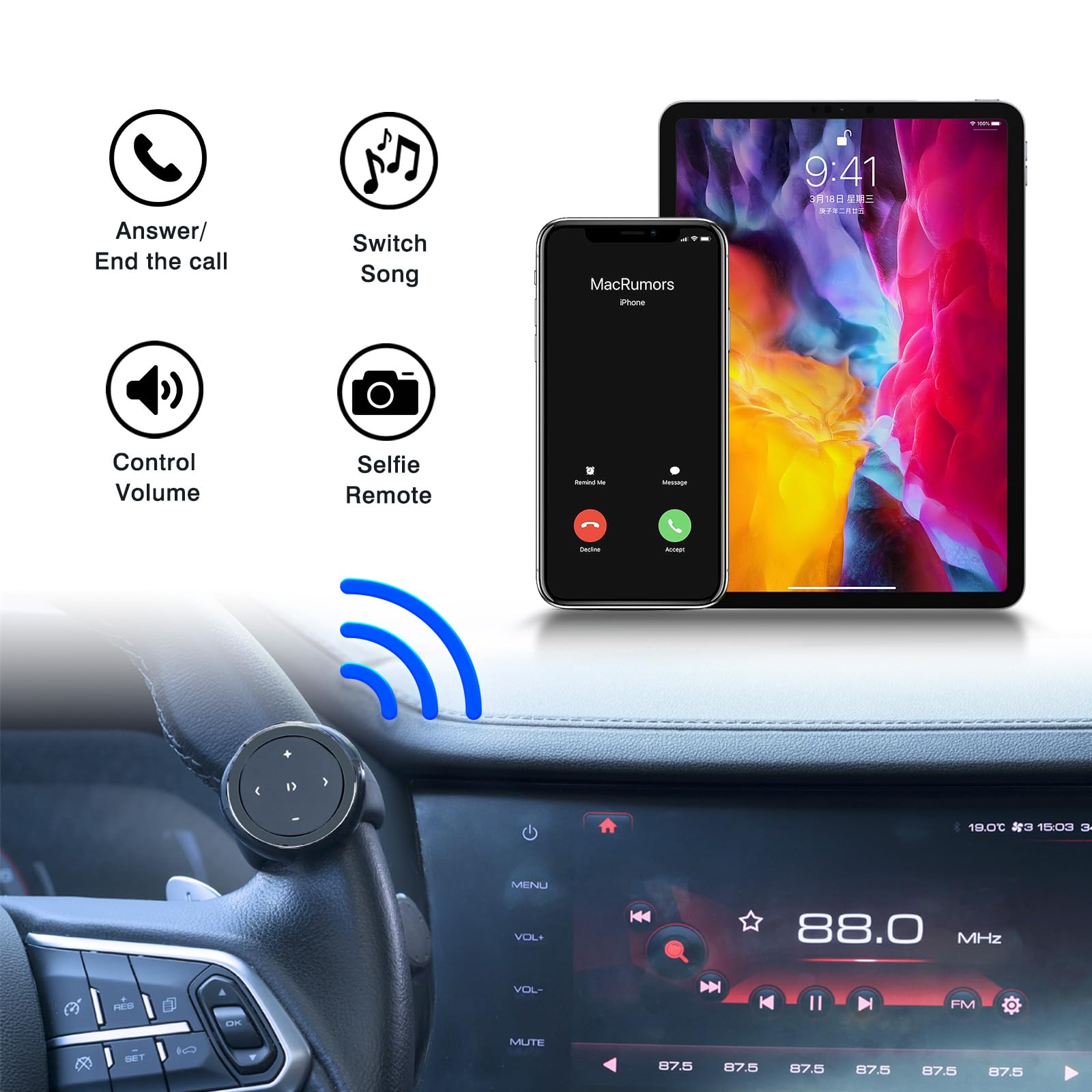 Bejigo Wireless Bluetooth Media Control Button With Selfie Functionality By Ultraconnect   Compatible With Iphone And Android