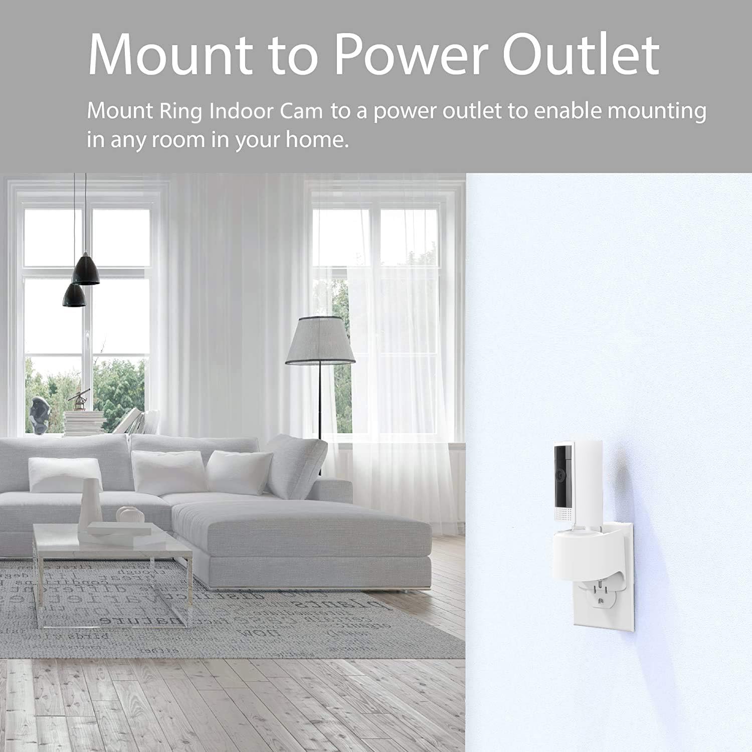 Outlet Mount For Ring Indoor Cam (2Nd Gen And 1Nd Gen), 1 Pack Plug In Wall Mount Stand With Power Plug, 360 Degree Swivel And Space Saving Design (Ring Camera Are Not Included)