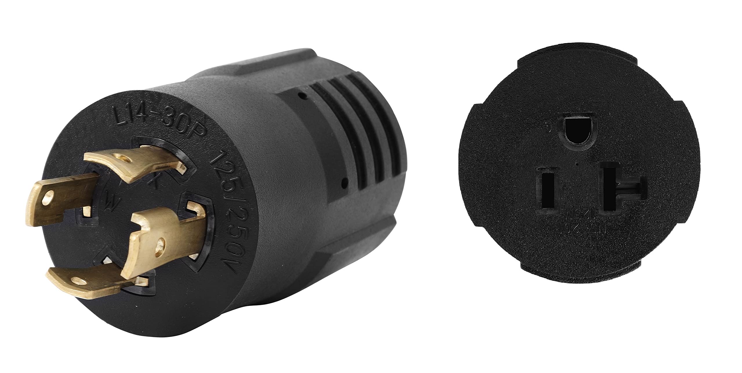 Onetak Nema L14 30P To 5 15R 5 20R Compact 120V/240V 30 Amp Twist Lock 4 Prong Male Plug To 120V 20 Amp 3 Prong Female Receptacl