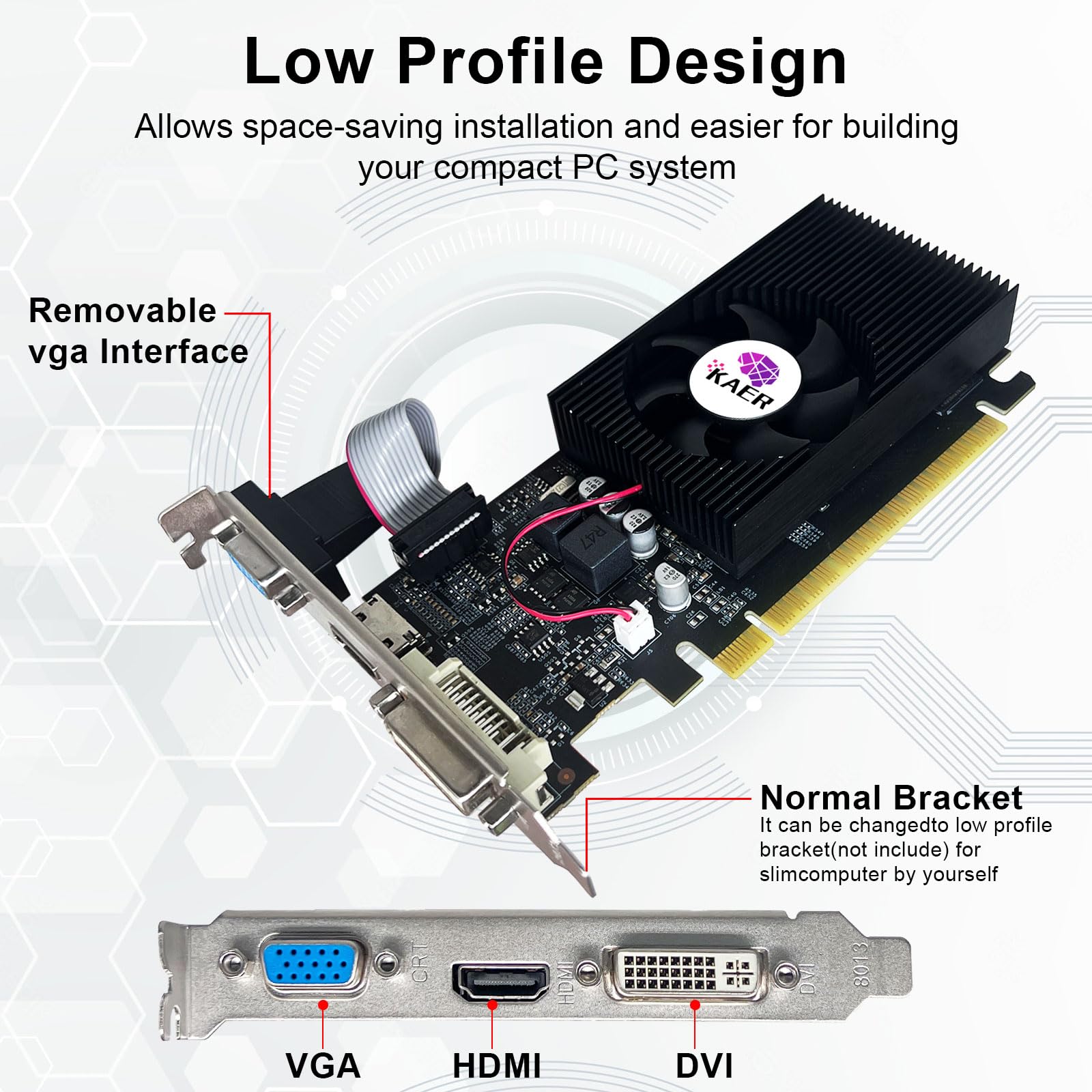 Kaer Gt 730 Graphics Card, 4Gb Ddr3, Directx 11 128 Bit, Vga/Dvi D/Hdmi, Pci Express 2.0 X 16, Nvidia Video Card, Computer Gpu