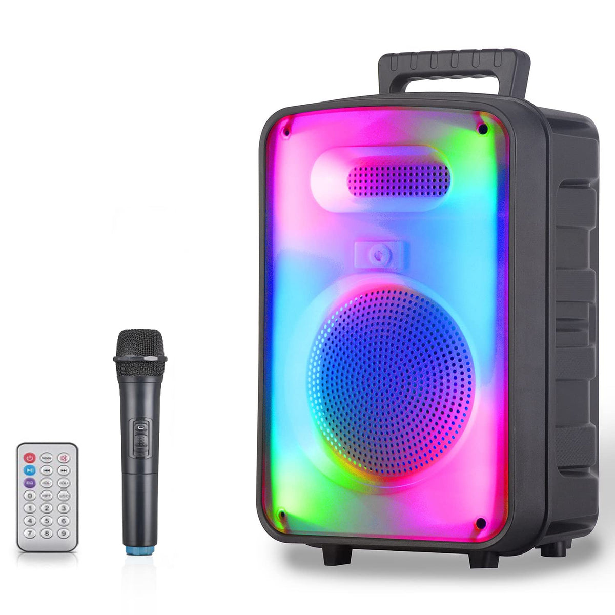 Technical Pro 600 Watts Rechargeable 8 Inch Two Way Bluetooth Loudspeaker With Led Glow Wall, Fm Radio, Usb, Tws Stereo Sound, C