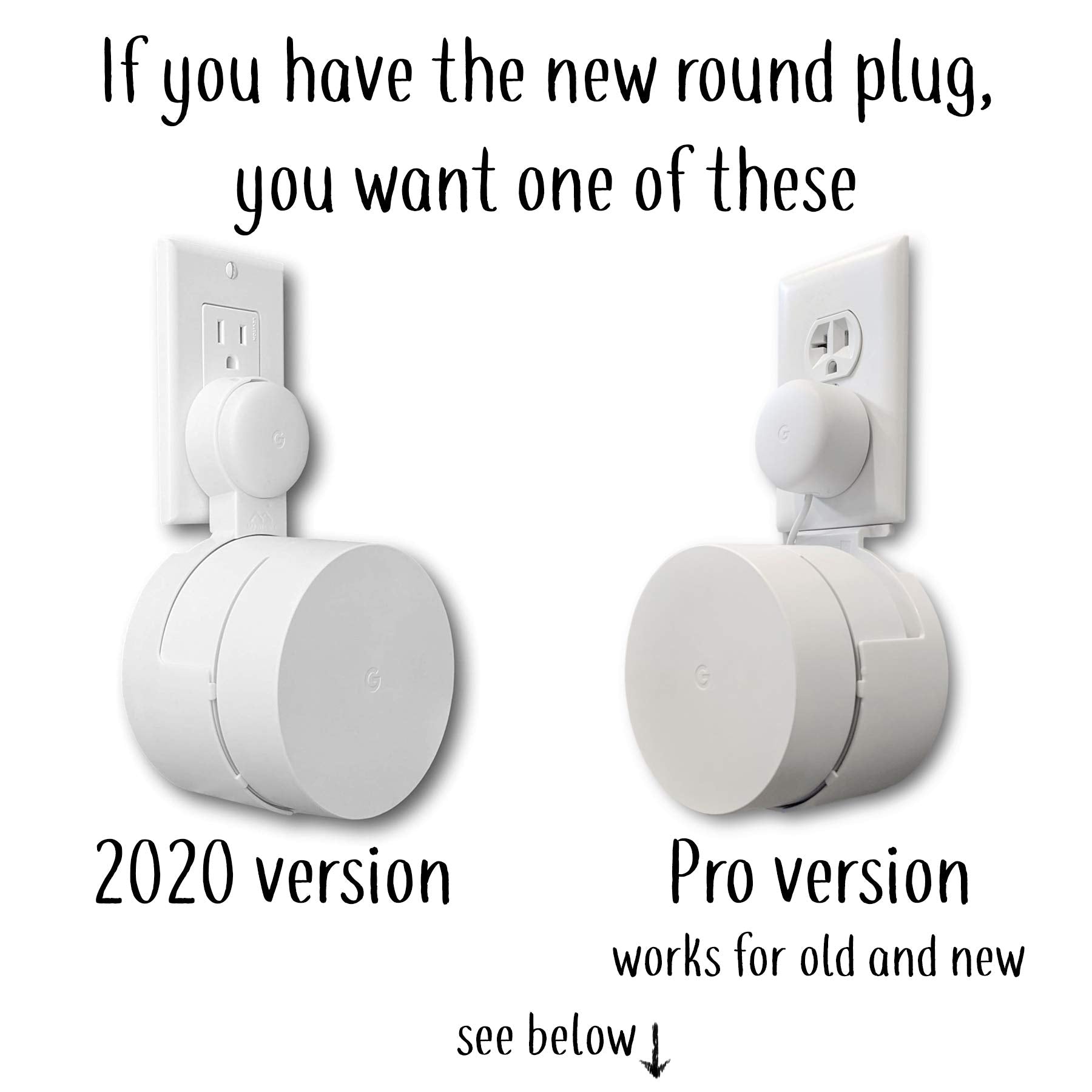 Dot Genie Google Wifi [Old Rectangular Plug � Not Current Round Plug] Outlet Holder Mount Stand: No Messy Screws! (1 Pack)