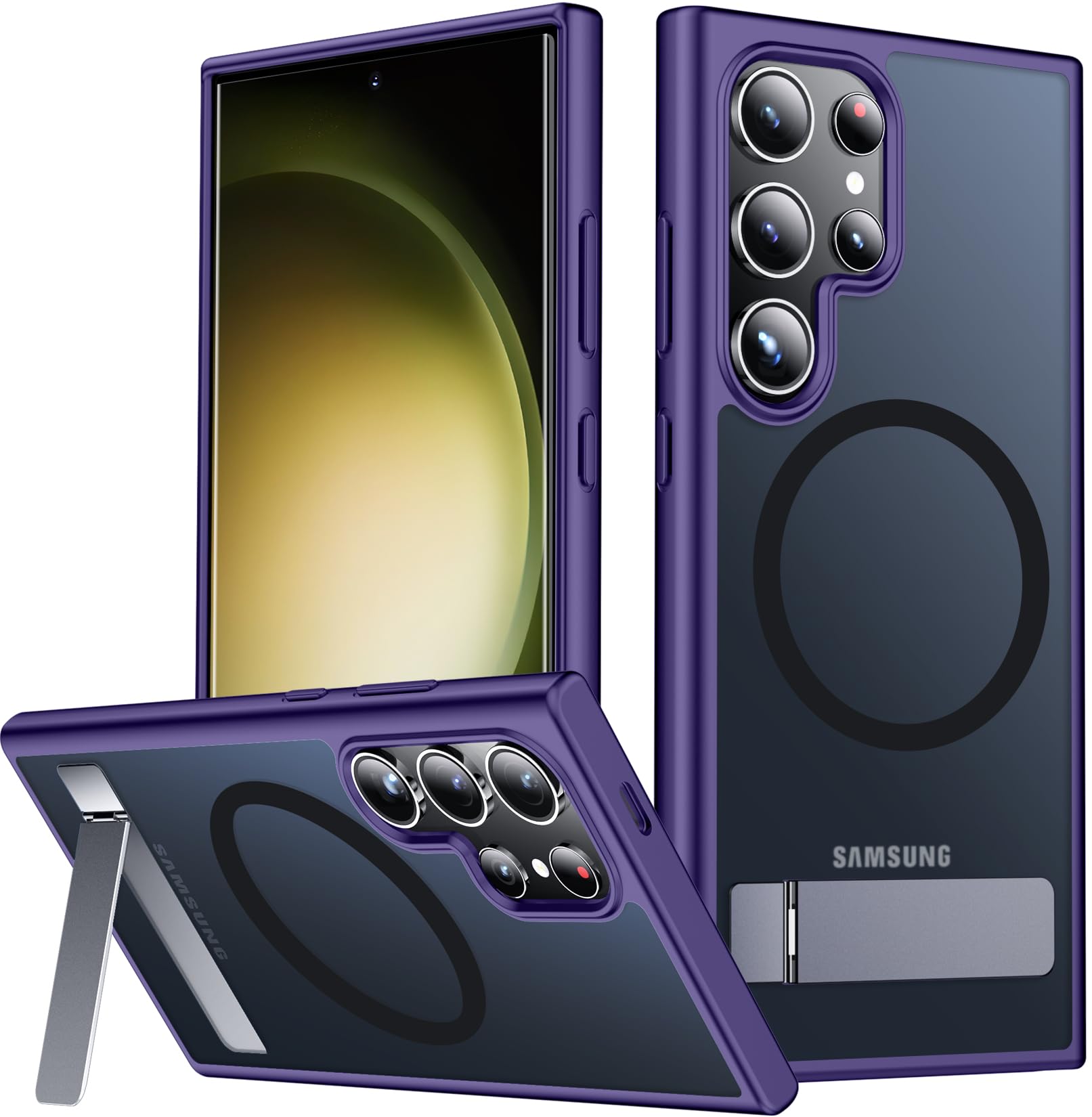 Spidercase Magnetic For Samsung Galaxy S23 Ultra Case, [3 Stand Ways][ Military Grade Drop Protection] With Invisible Stand Shoc