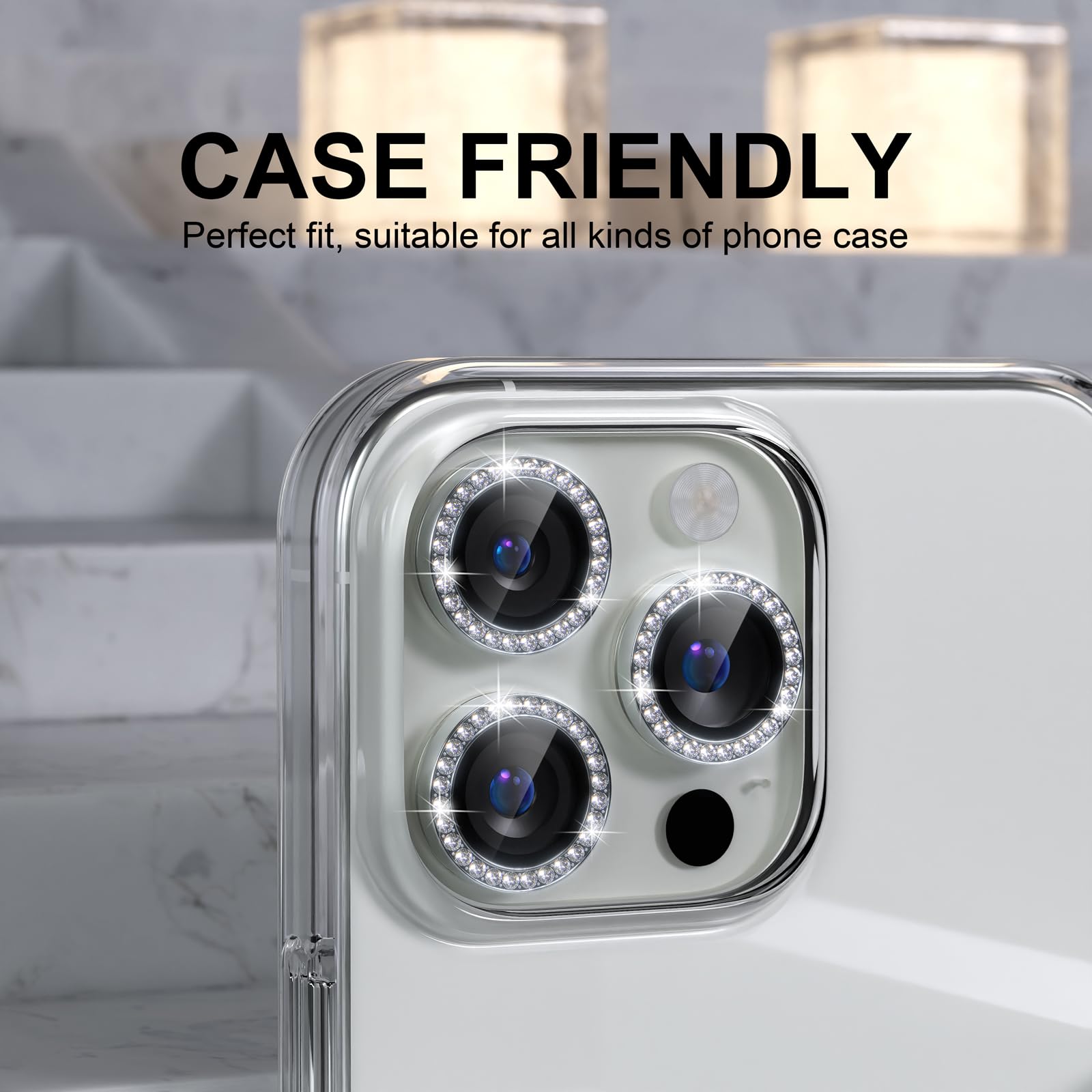Choiche Compatible For Iphone 16 Pro/Iphone 16 Pro Max Camera Lens Protector Bling, 9H Tempered Glass Camera Cover Screen Protec