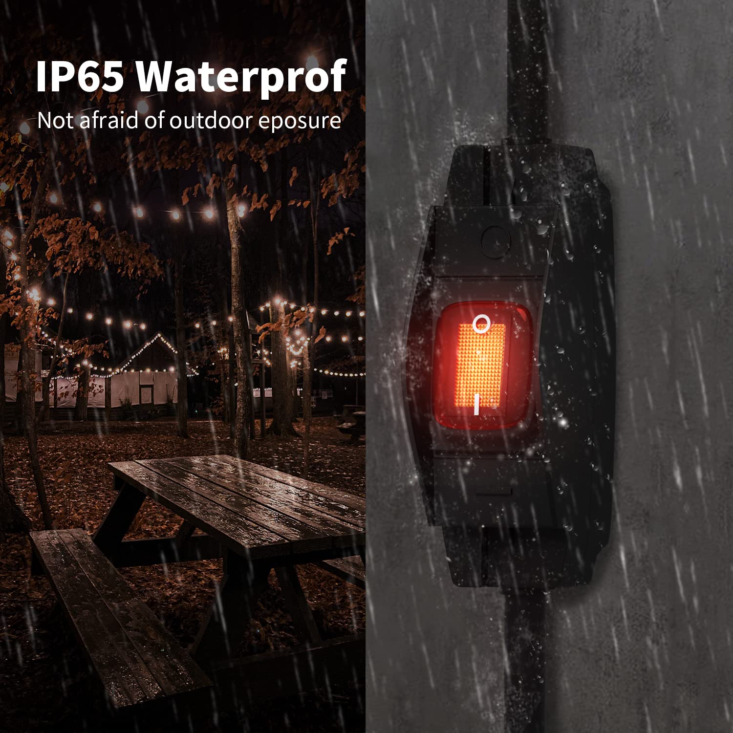 Firmerst 1875W Outdoor Extension Cord With Waterproof Switch 6 Feet