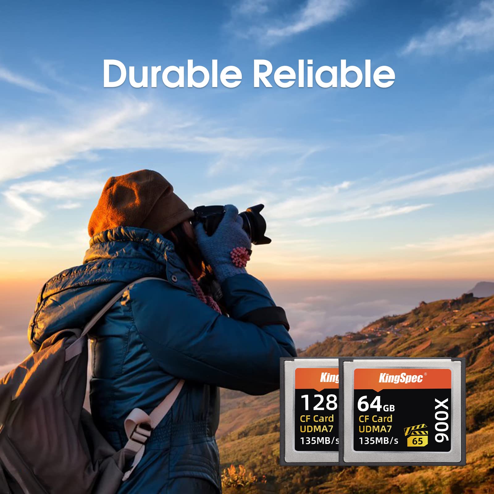 Kingspec Mixage 128Gb Compactflash Memory Card Udma 7 Vpg 65 900X   Speed Up To 135 Mb/S