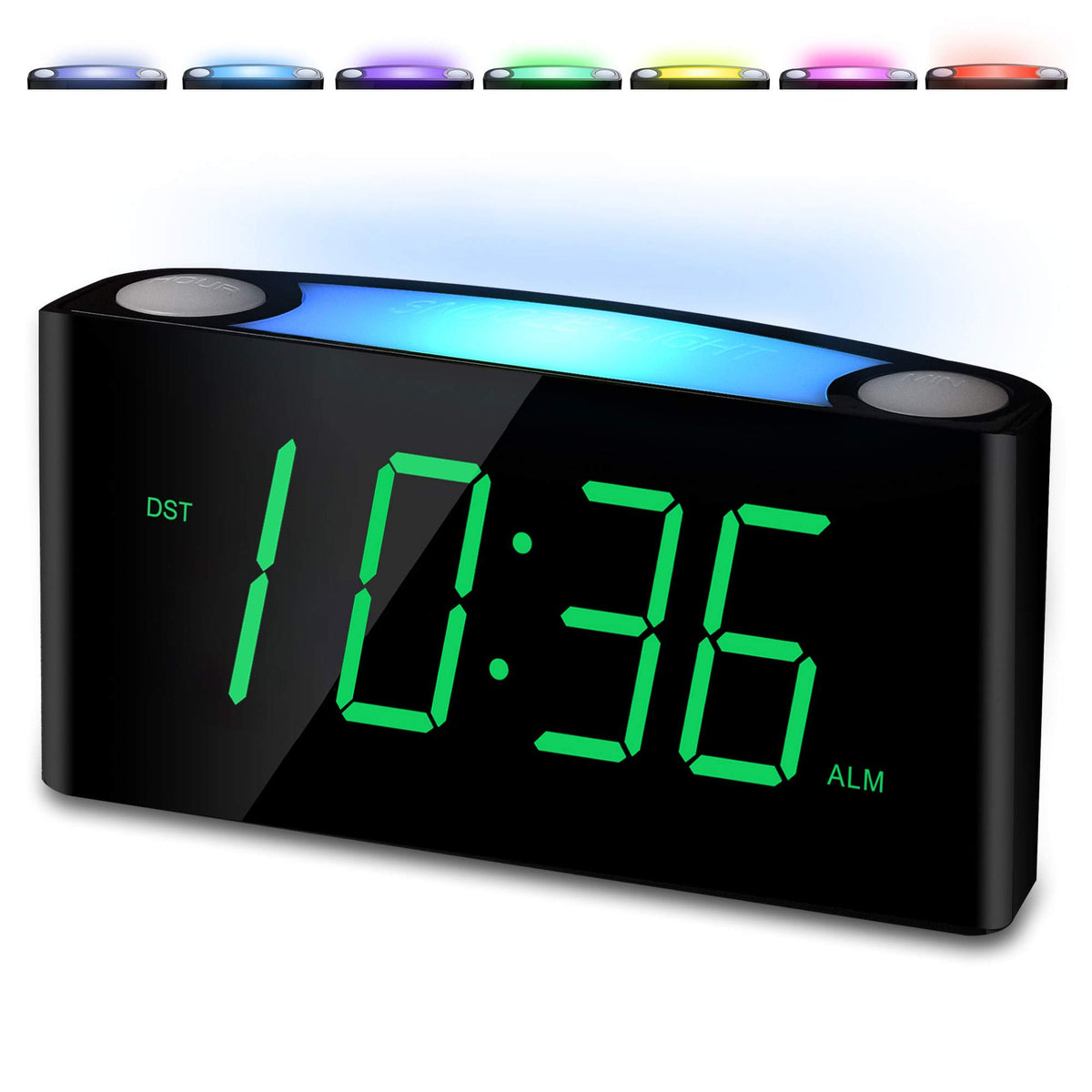 Alarm Clock For Bedroom, 7.5'' Large Display Led Digital Clock With 7 Color Night Light,Usb Phone Charger,Dimmer,Battery Backup,