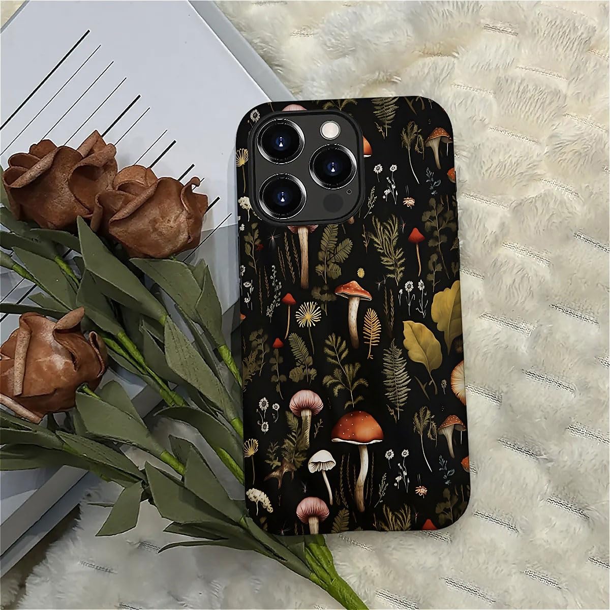 Seized Case Compatible With For Iphone 16 Pro Max,Vintage Mushroom Snail Daisy Leaf Phone Case For Girl Women Boy Men,Durable Pr