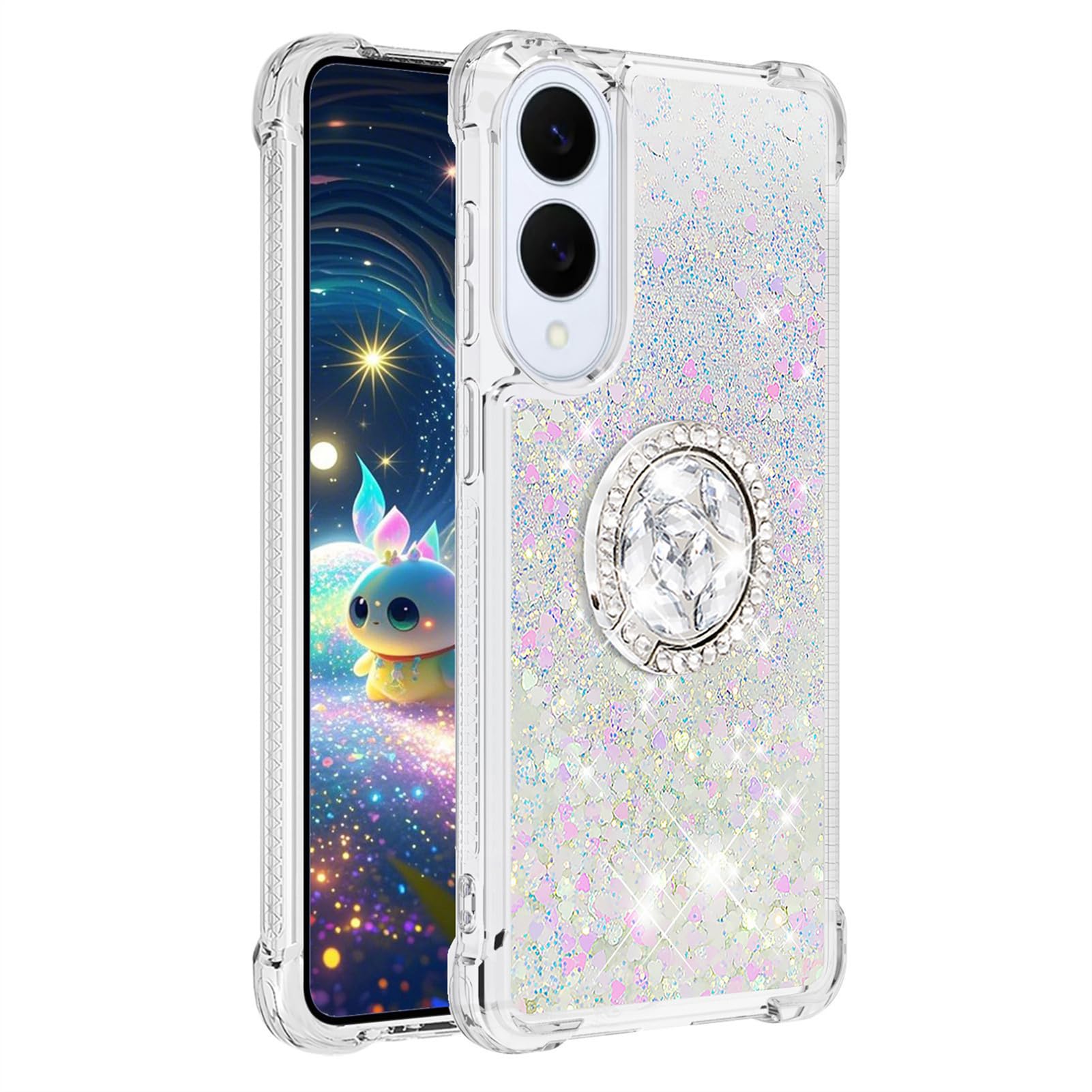 Ccsmall For Samsung Galaxy S25 Edge 5G Case Clear Glitter Bling For Women Girl, Flowing Liquid Quicksand Sparkly Cover With Diam