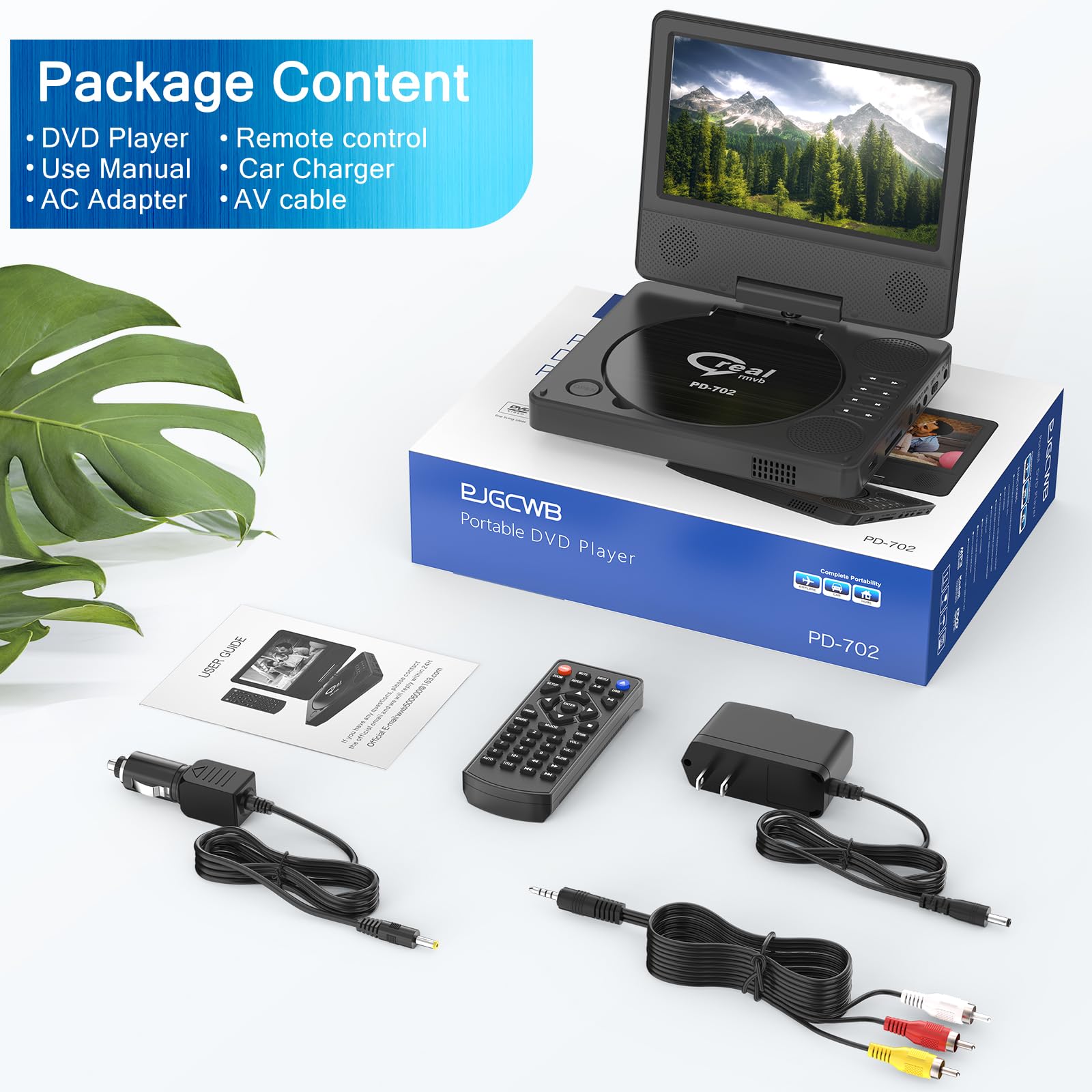 9.5'' Portable Dvd Player With 7.5'' Swivel Display Screen, 5 Hour Built In Rechargeable Battery, Car Dvd Player,Supports Sd Car