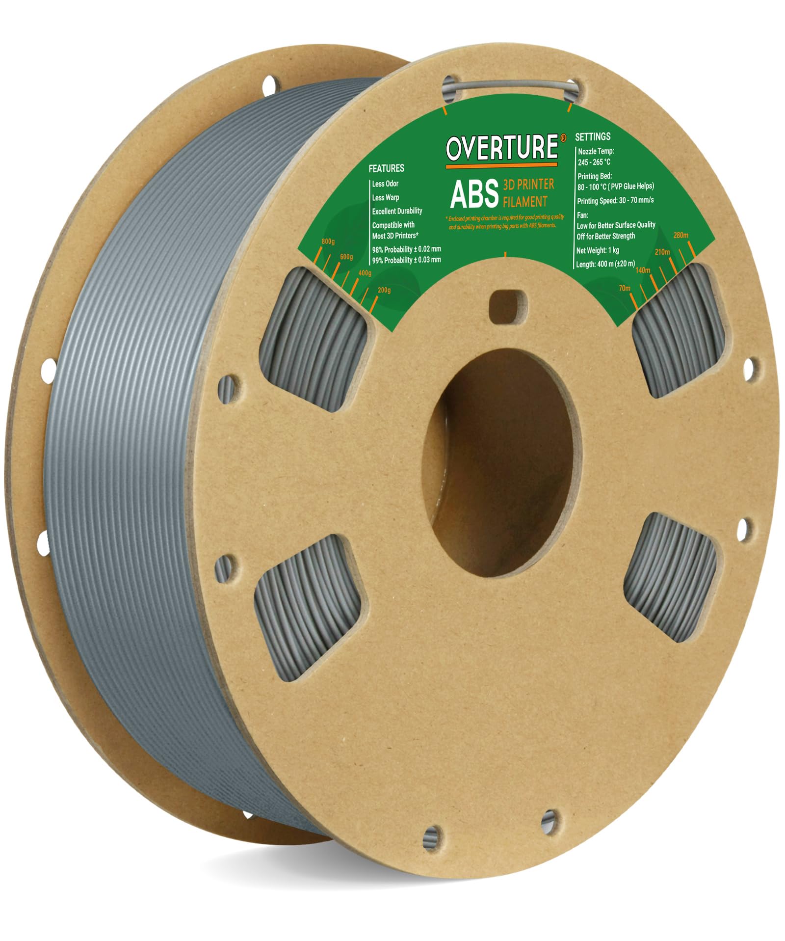 Overture Abs Filament 1.75Mm, Abs 1Kg Spool (2.2Lbs),3D Printer Filament,Dimensional Accuracy +/  0.03 Mm, Fit Most Fdm Printer