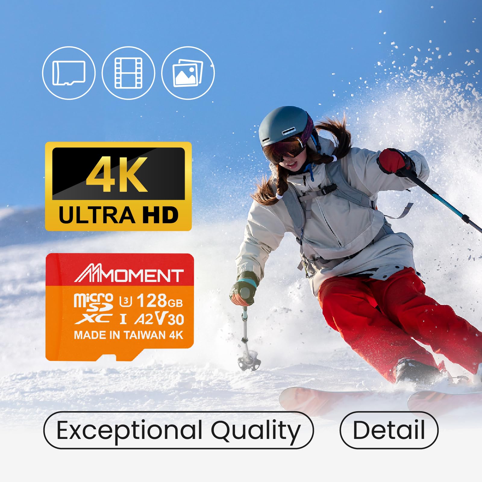 Mmoment 128Gb Micro Sdxc Card Mm23, A2, Uhs I, U3, V30, Class 10 Compatible, Read Speed Up To 160 Mb/S, Write Speed Up To 100 Mb