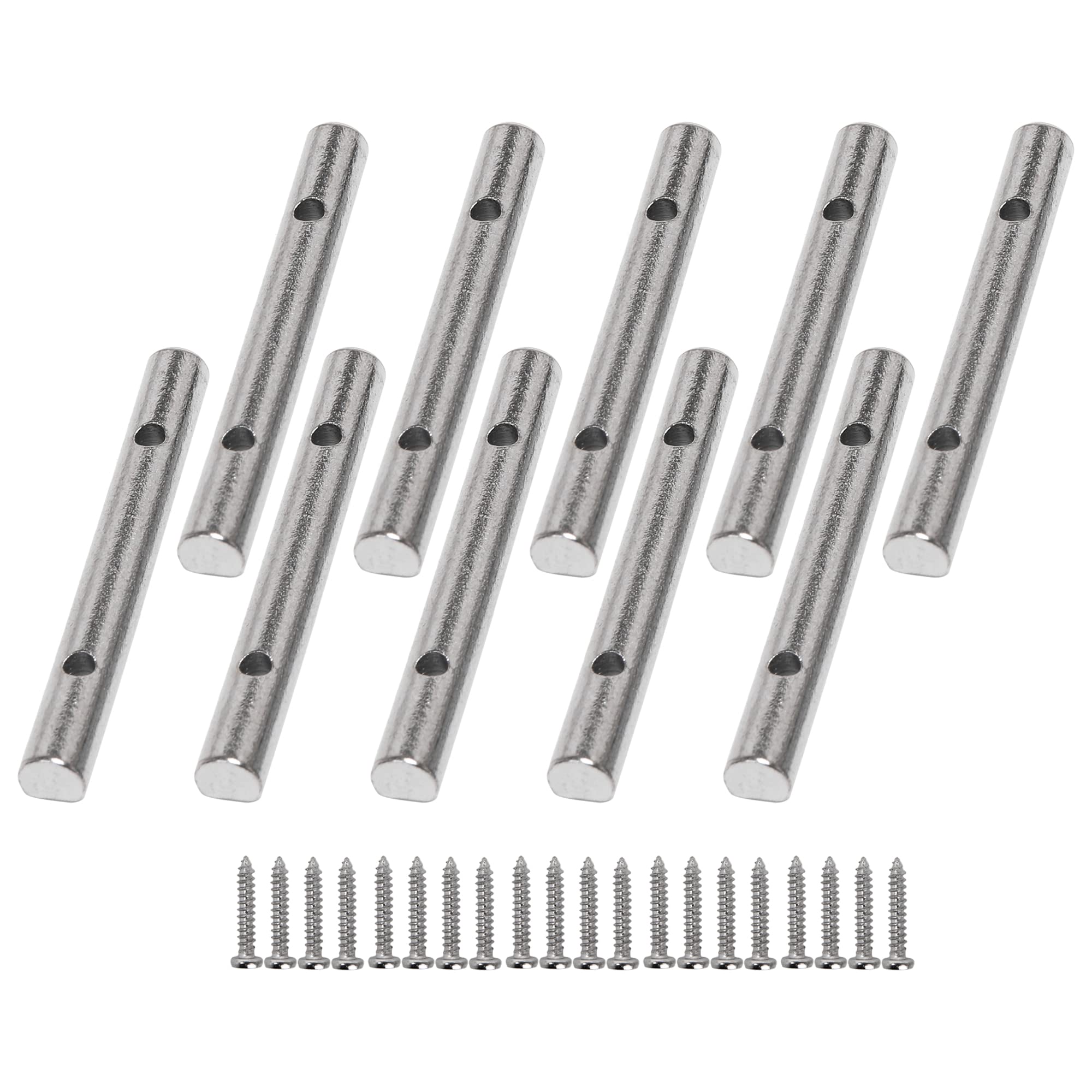 Mxfans 10-piece chrome brass guitar string fixing rod suitable for electric guitar length: 45mm (1.77inch) hole spacing 25mm (0.