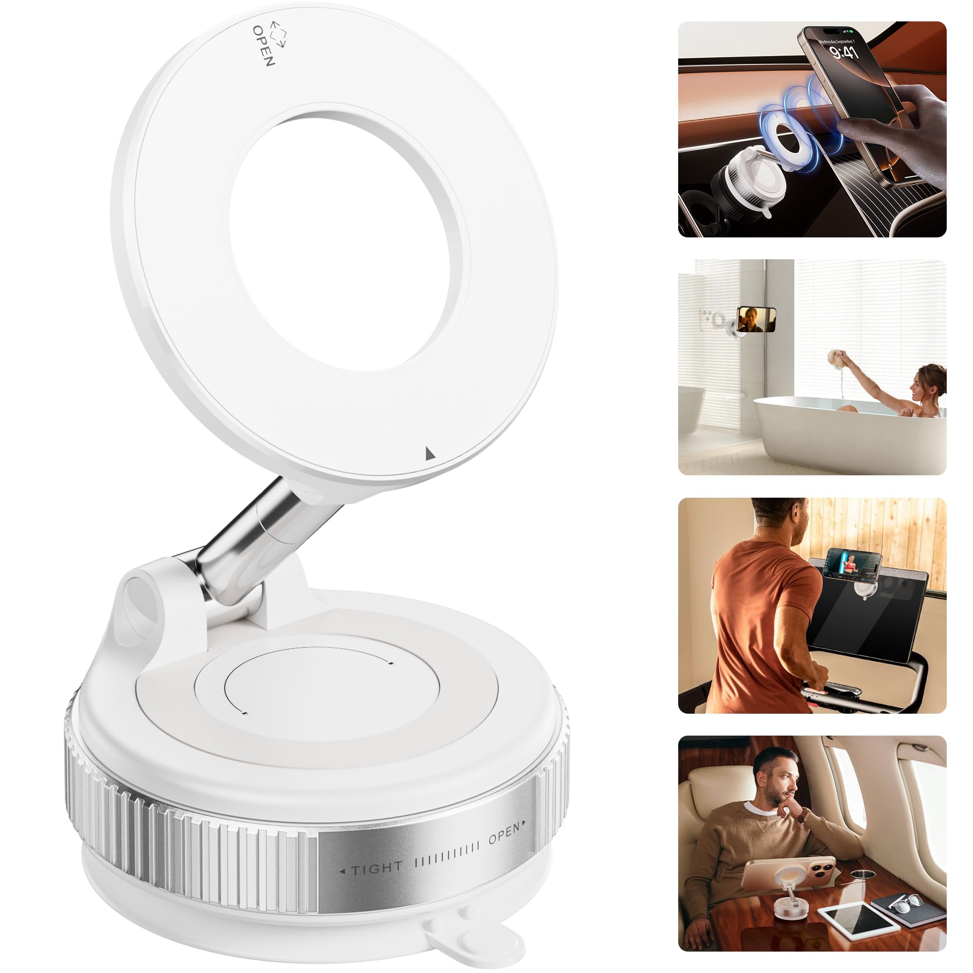 REOKILY Strong Magnetic Car Phone Holder for MagSafe Ultra Vacuum Suction Cup Phone Mount 360 Cell Phone Holders for Your Car Ac