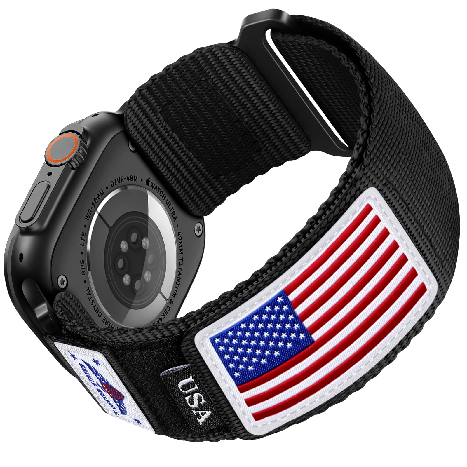 Snblk Rugged Nylon Sport Band For Iwatch Bands Men 49Mm 46Mm 45Mm 44Mm 42Mm, Soft Woven Stars- Stripes Flag Strap Compatible Wit