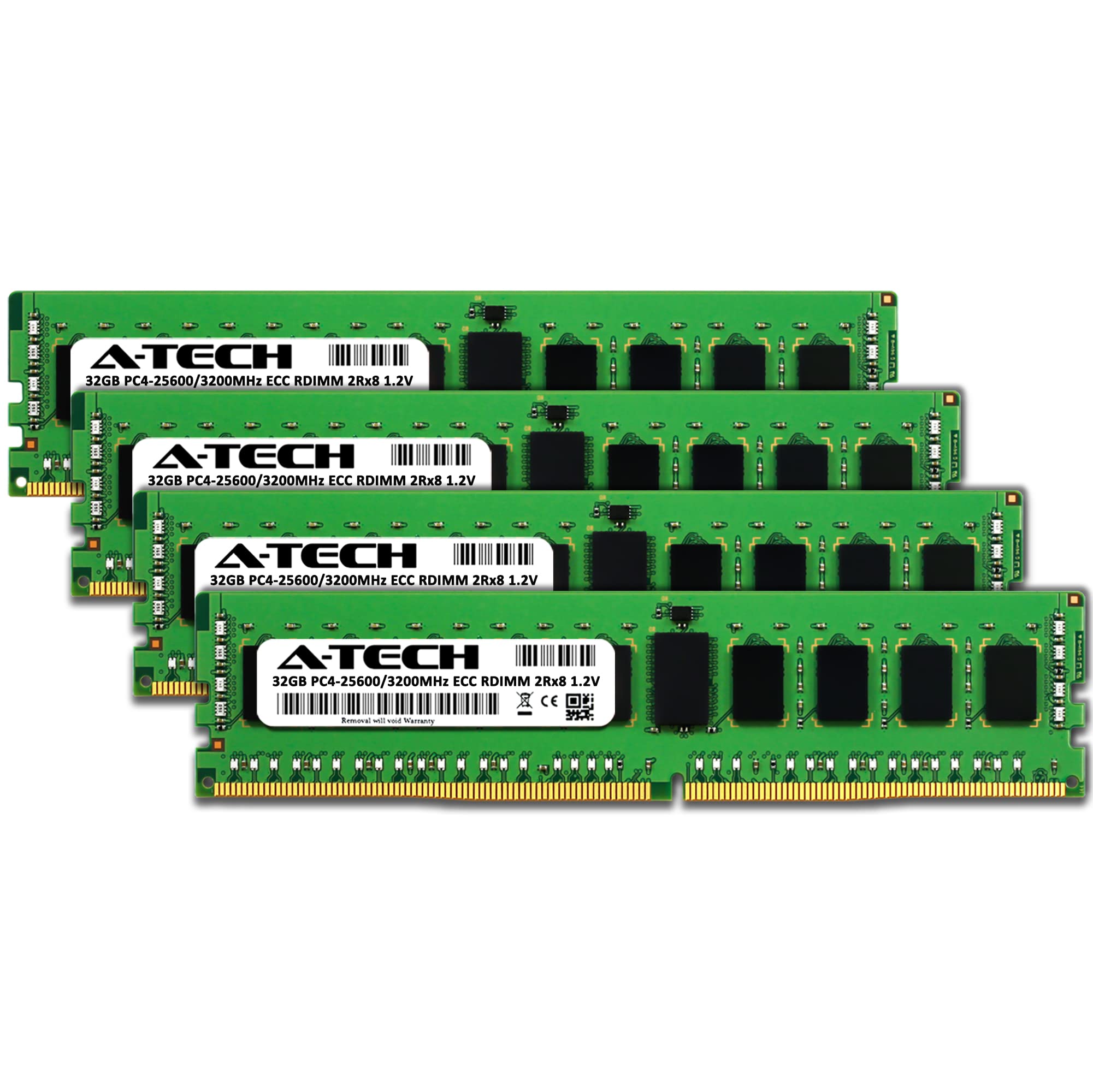 A Tech 128Gb Kit (4X32Gb) Ddr4 3200Mhz Pc4 25600 Ecc Rdimm 2Rx8 1.2V Dual Rank Ecc Registered Dimm 288 Pin Server & Workstation