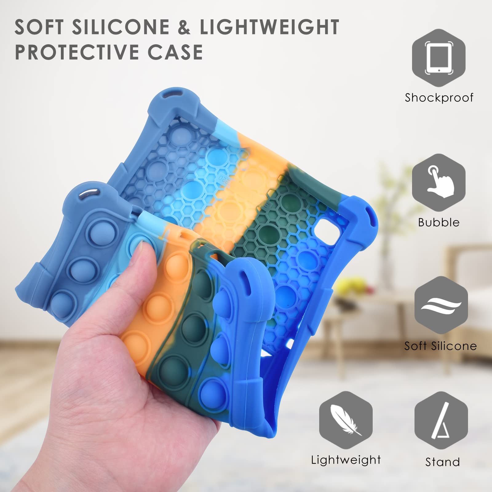 Detuosi Color Silicone Case For Samsung Galaxy Tab A7 Lite 8.7 2021 (Sm T220/T225/T227U) With Pen Holder, Soft Anti Stress Prote