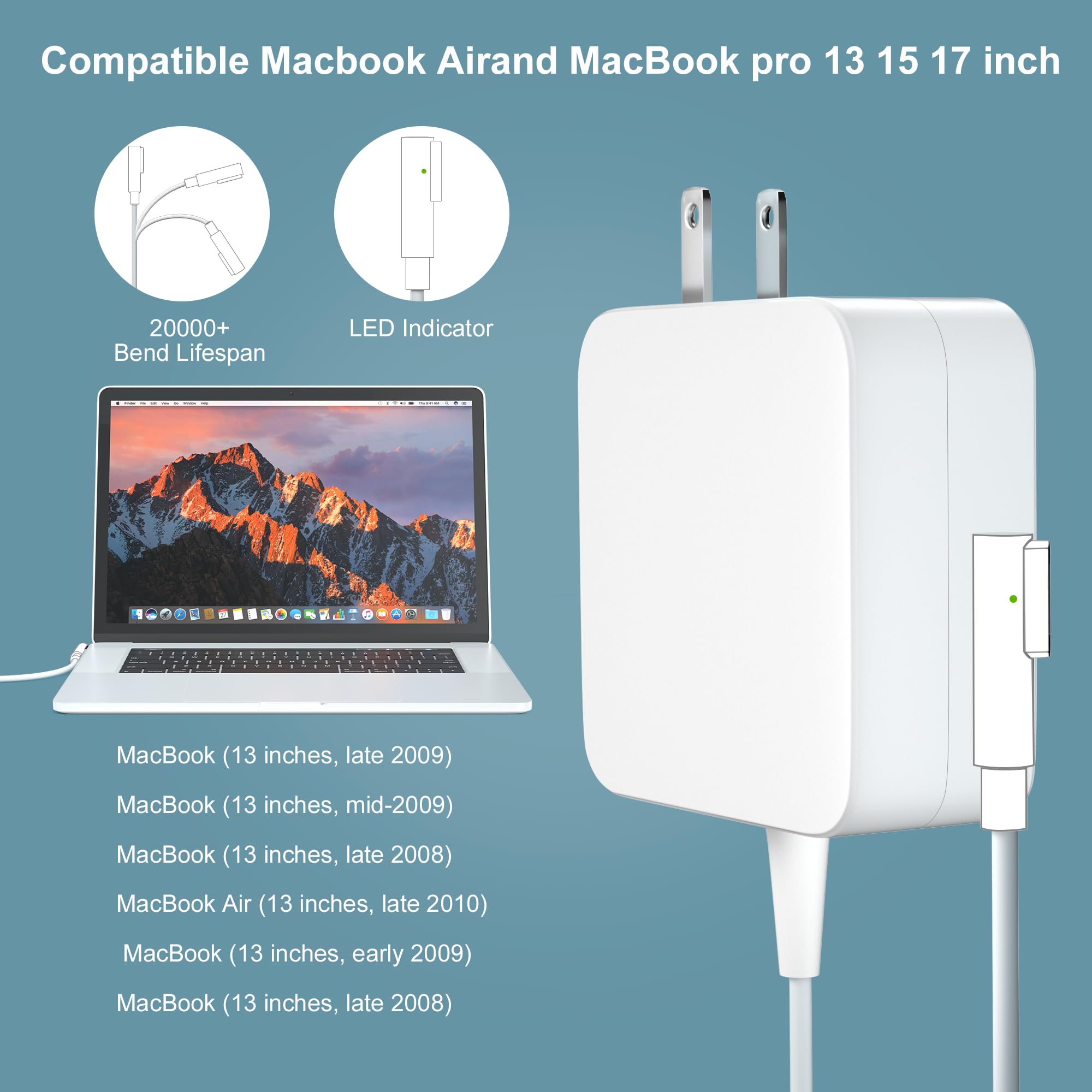 85W Power Adapter Compatible With A1286 A1343 Old Mac Book Pro 13/15/17 Inch Mac Book Pro Before Mid 2012 Models Charger
