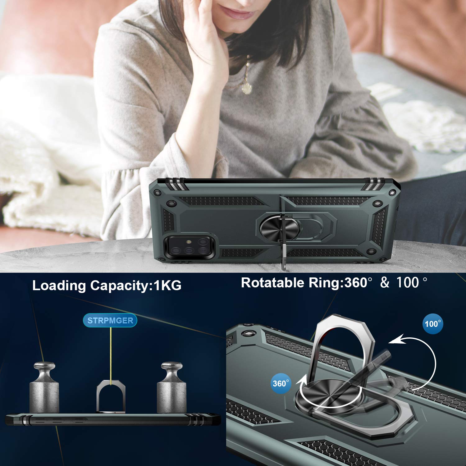 Lumarke For Galaxy A51 4G Case With Screen Protector,Pass 16Ft. Drop Tested Military Grade Protective Phone Cover With Magnetic