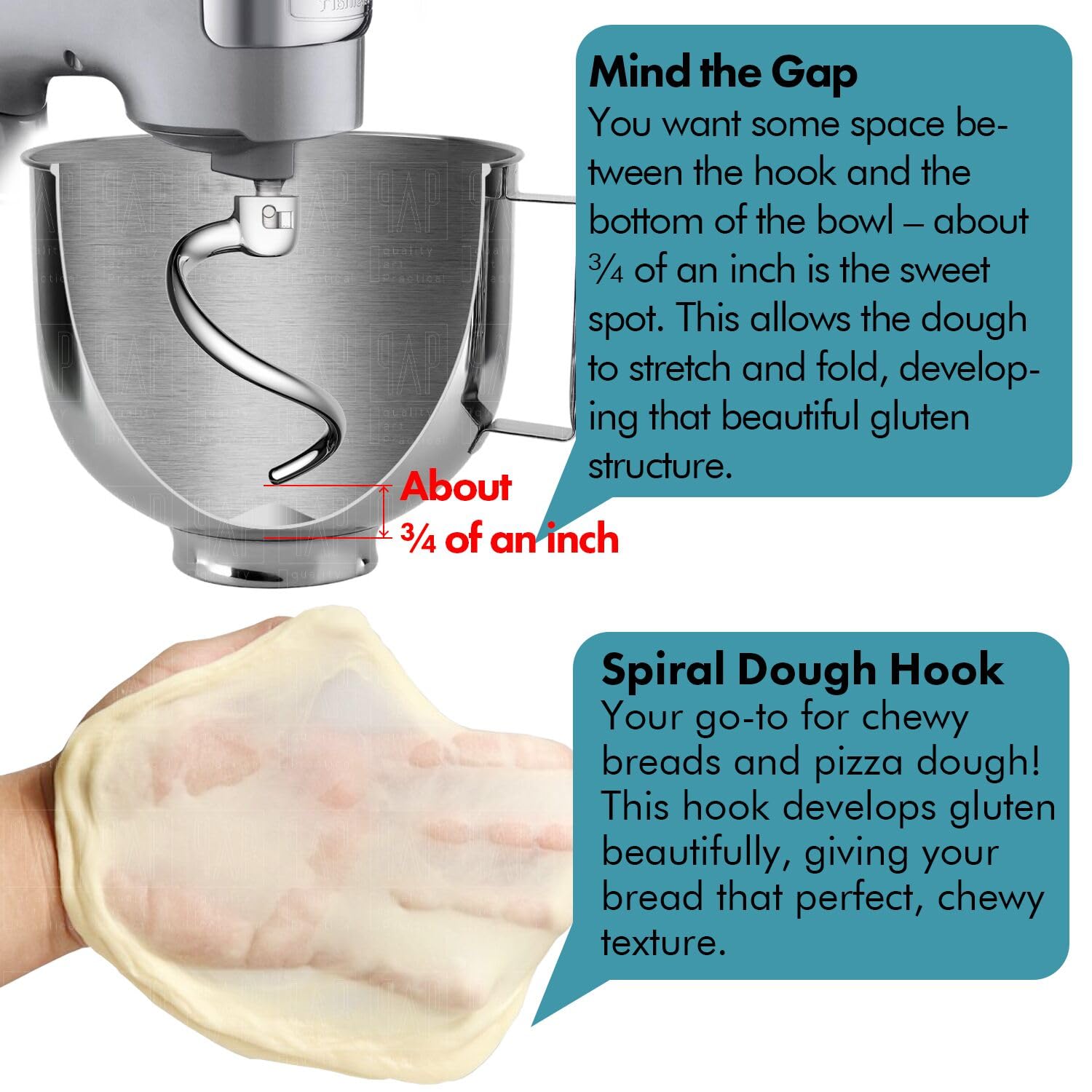 Qap Quality Art Practical Spiral Dough Hook Replacement For Cuisinart 5.5 Quart Stand Mixer/Polished 18/8 Stainless Steel Access