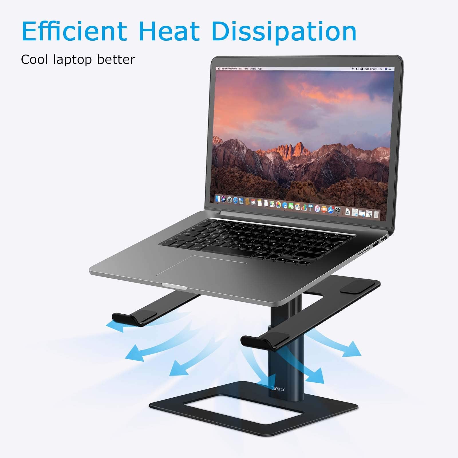Boyata Laptop Stand, Ergonomic Aluminum Height Adjustable Computer Stand Laptop Holder For Desk, Compatible With Macbook Pro/Air