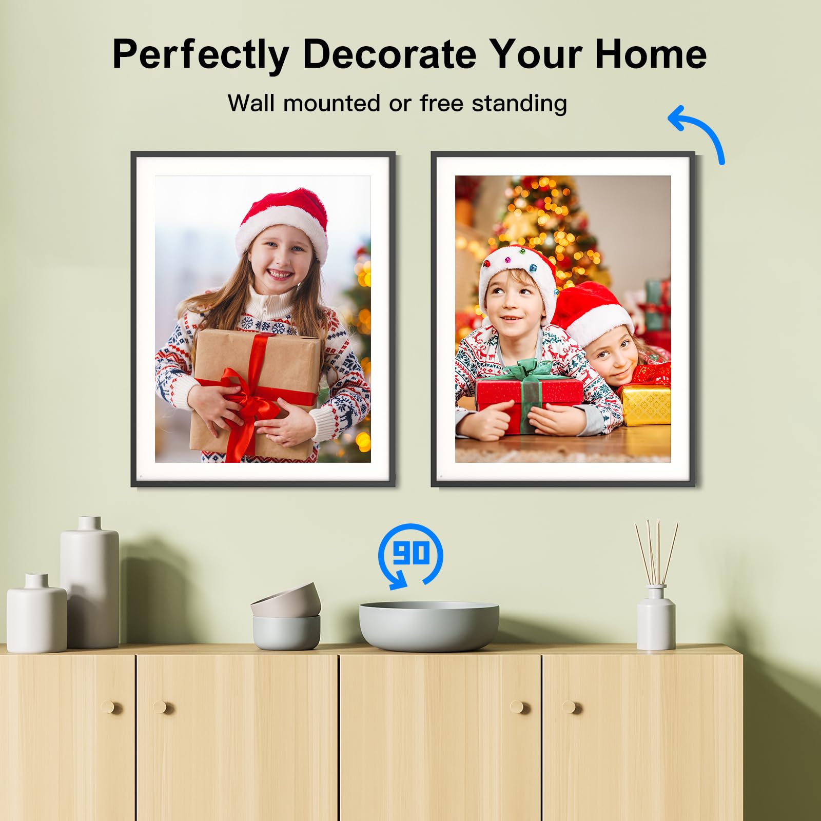 Smart Digital Picture Frame 19 Inch Photo Frame   Dual Wifi Large Digital Frame, Touch Screen, 64Gb, Full Function, Wall Mountab