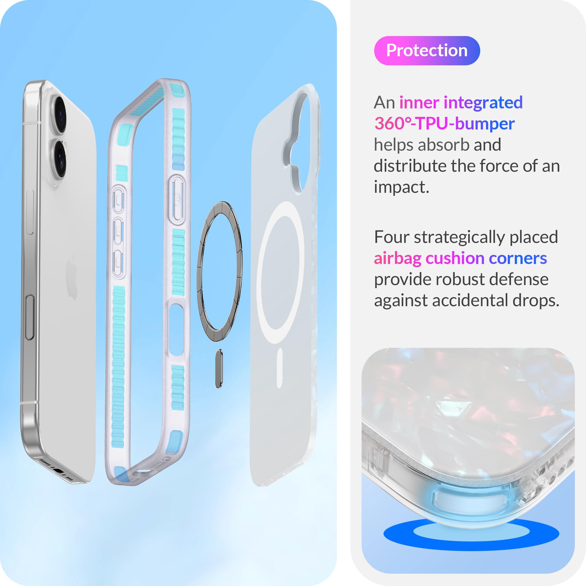 Lonli Hue   Iphone 16 Magnetic Case [Compatible With Magsafe]   White Pearl Tort Phone Case   [360 Shock Absorbent Bumper]   Cut