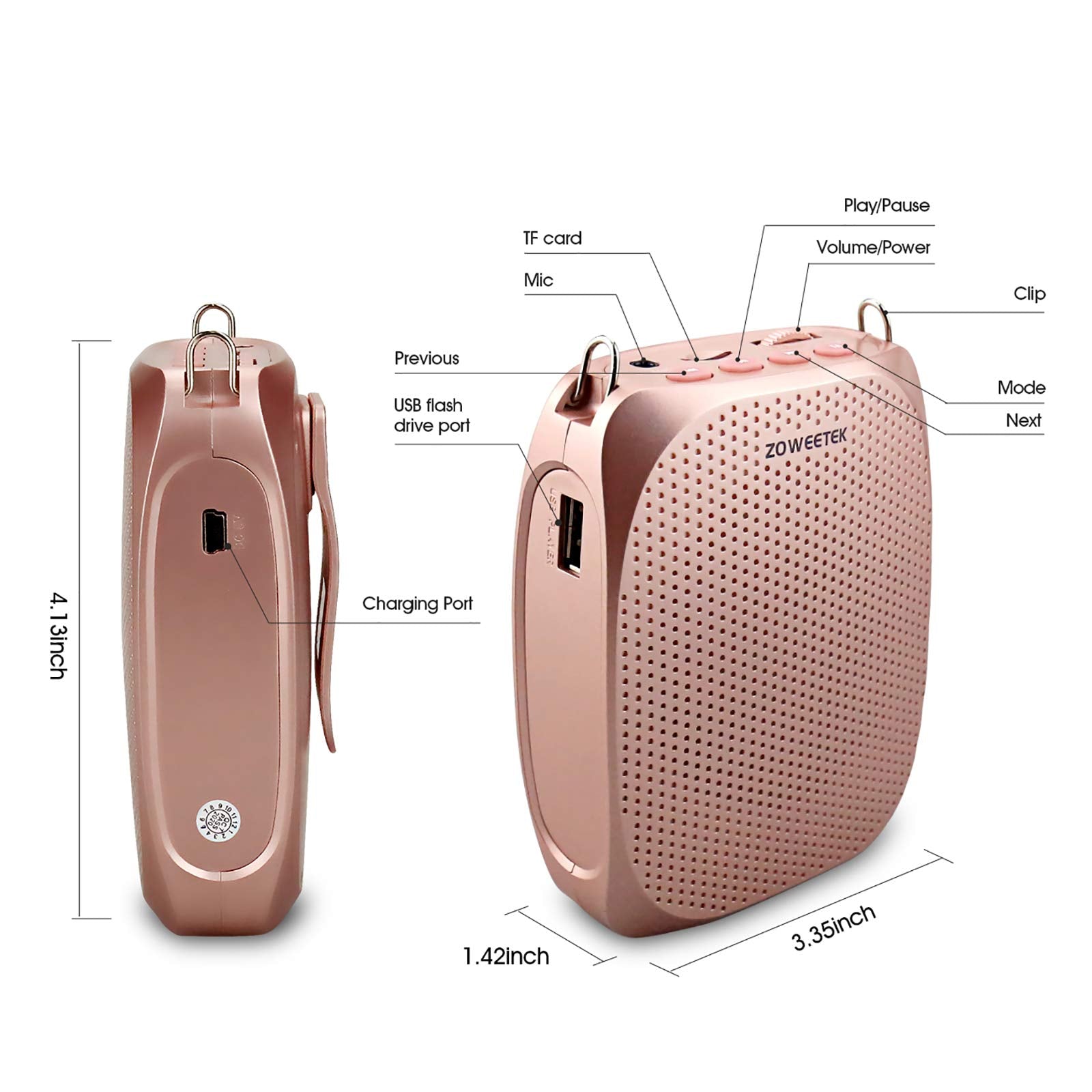 Zoweetek Voice Amplifier Microphone Headset For Teachers, Original Personal Voice Amplifier, Work Of 12 Hrs, Portable Speaker Fo