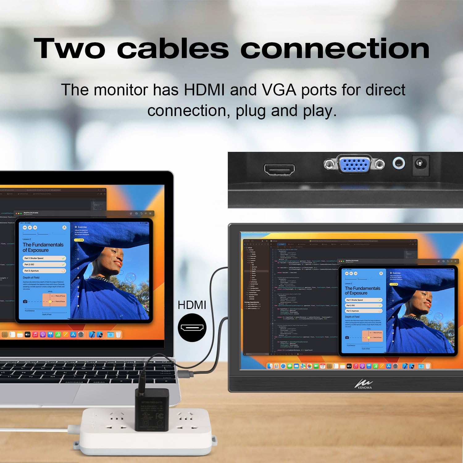 Kenowa Portable Monitor 13.3 Inch Hd 1366X768P Led Screen Small Hdmi Monitor Built In Speaker And Adjustable Stand Hdmi Vga Port