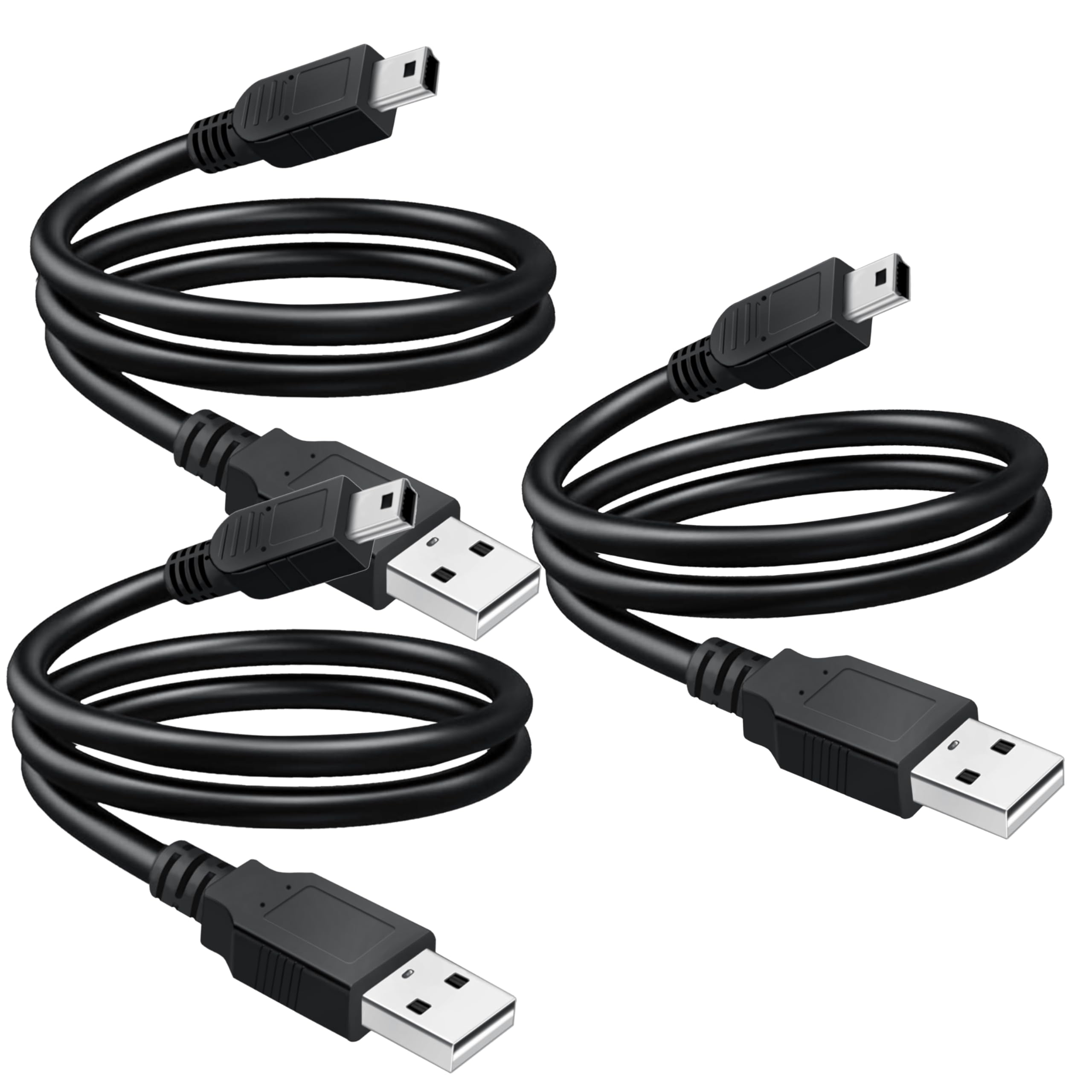 Saitech It 3 Pack Usb 2.0 A To Mini 5 Pin B Cable For External Hdds/Camera/Card Readers/Mp3 Player Black  35Cm(1 Feet)