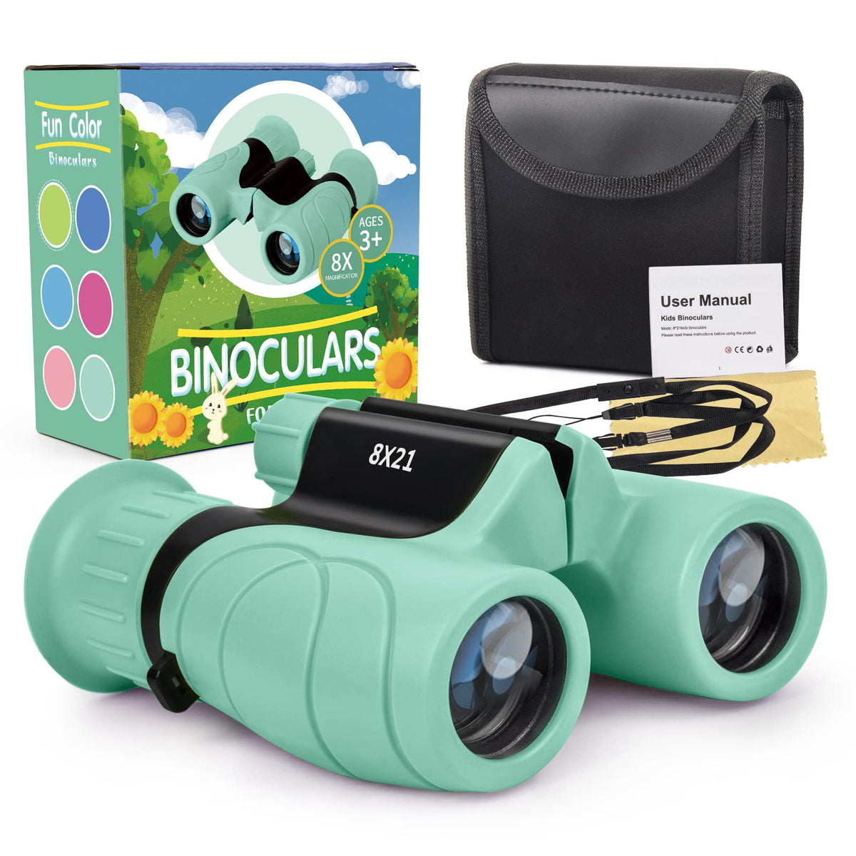 Makino Binoculars For Kids, Gifts For 3 12 Year Boys Girls, Compact Kids Binoculars 8X21 High Resolution For Bird Watching, Camp