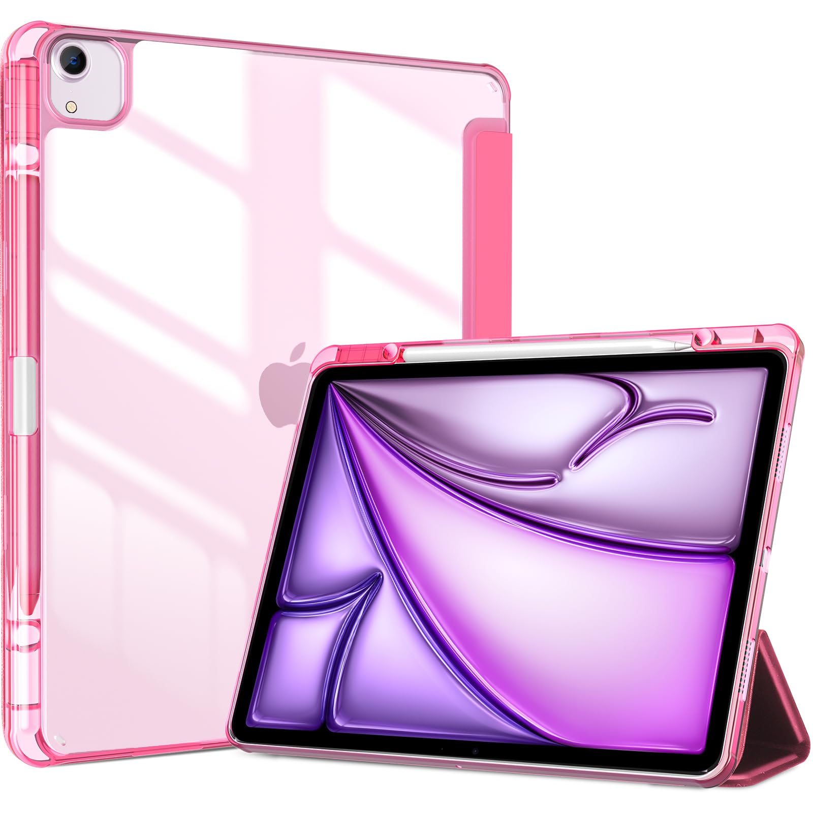 Procase For Ipad Air 13 Inch Case 2024 M2 With Pencil Holder, Ipad Air 2024 13 Inch Case Clear Transparent Back, Ipad Air M2 13