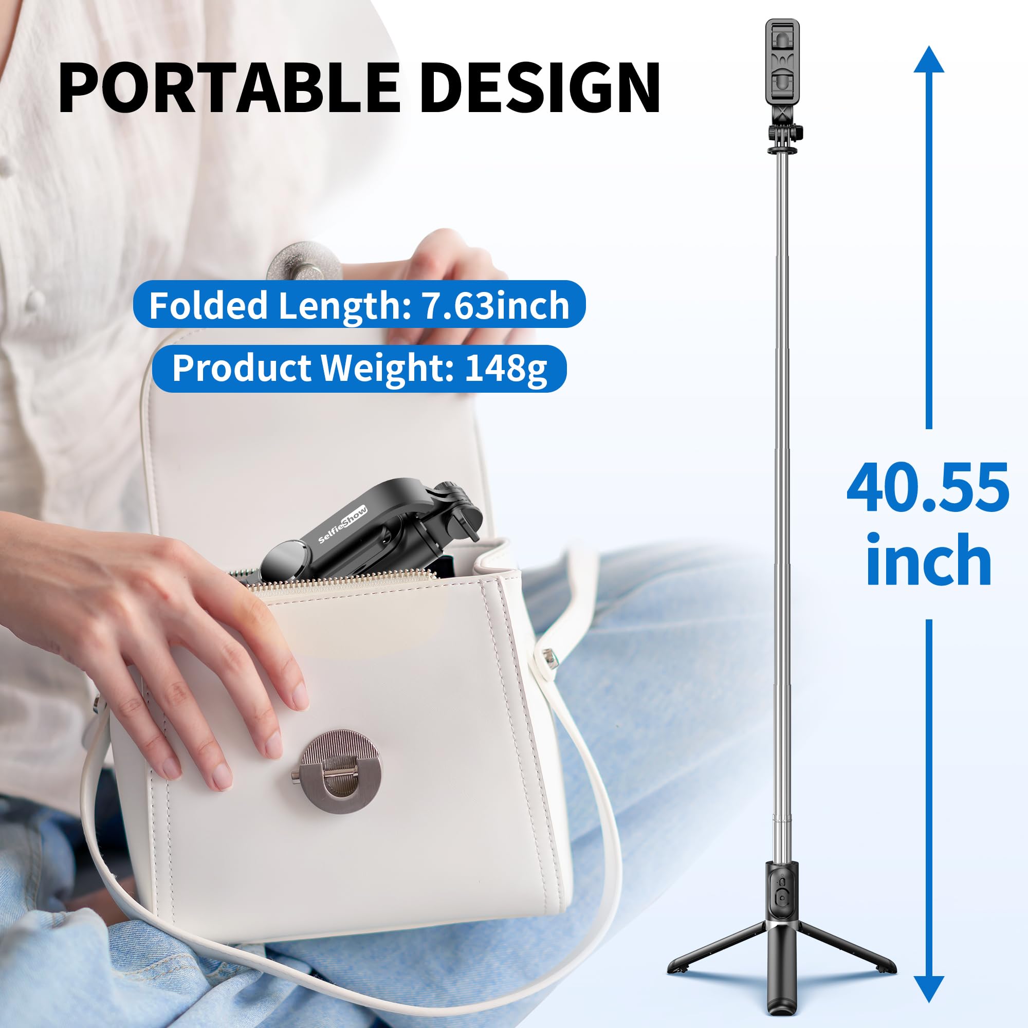 Selfie Stick Tripod, All In One Extendable & Portable Iphone Tripod Selfie Stick With Wireless Remote Compatible With Iphone 16 15 14 13 12 11 Pro Xs Max 8 7, Galaxy Note10/S20/S10/Oneplus 9/9 Pro Etc