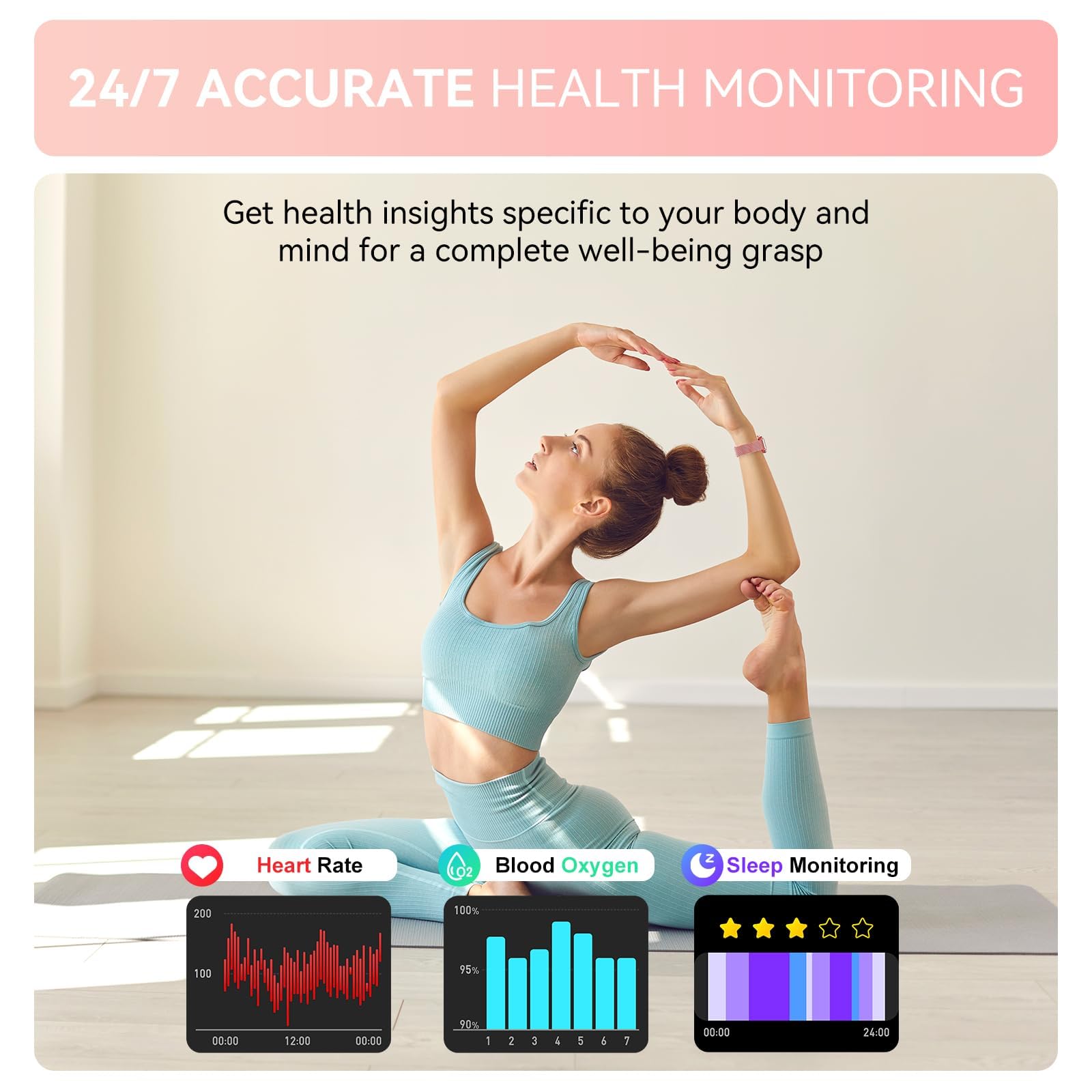 Smart Watch For Women Men, Fitness Tracker Watch For Android Phones Iphone Compatible, 1.85 Smart Watches For Women Men With Blo