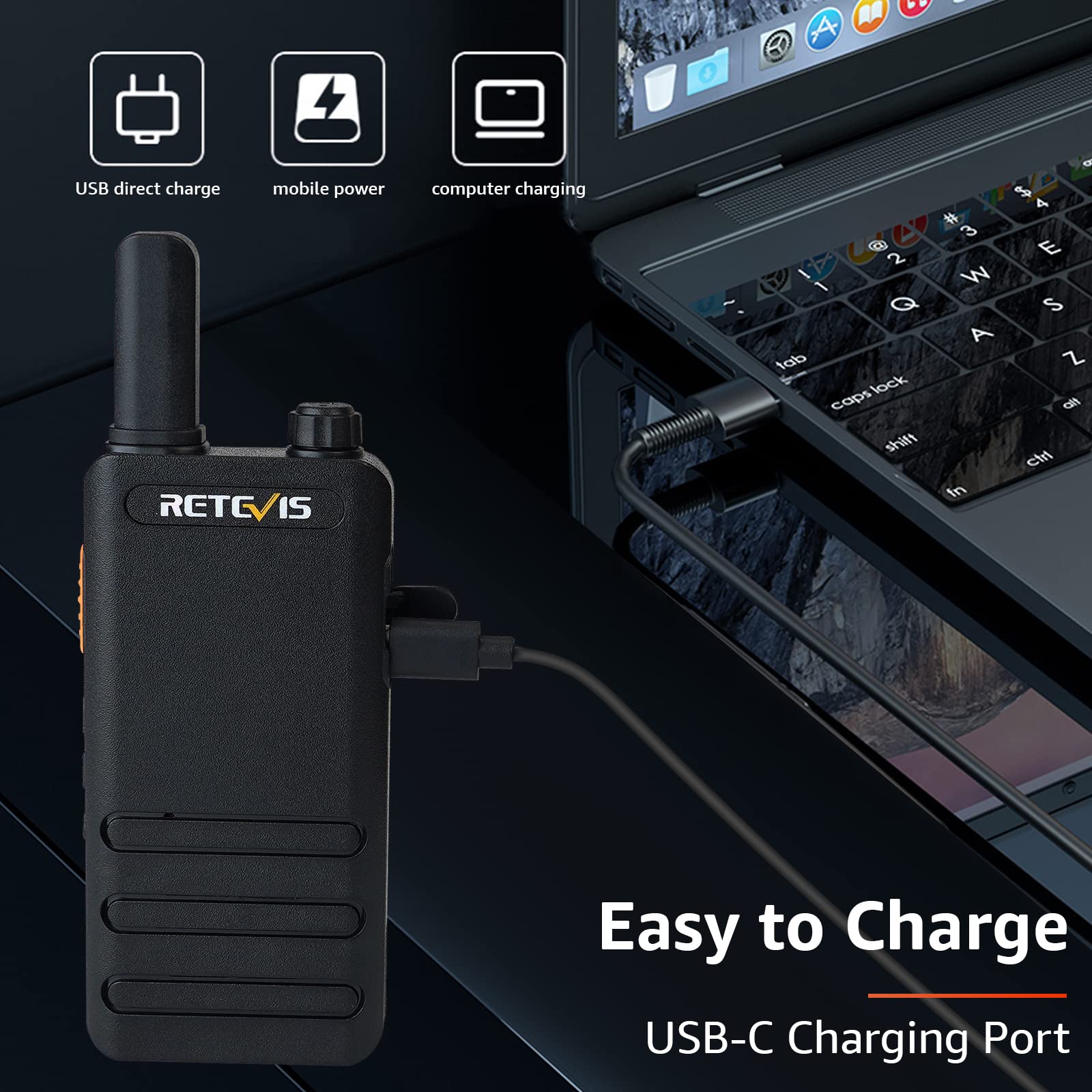 Retevis Rt22P,New Version Of Rt22(2.0),Rechargeable Walkie Talkies For Adults,Compact Frs Two Way Radios,Vox Handsfree,1620Mah Large Battery,Usb C Charger,2 Way Radio For Small Store Hotel(4 Pack)