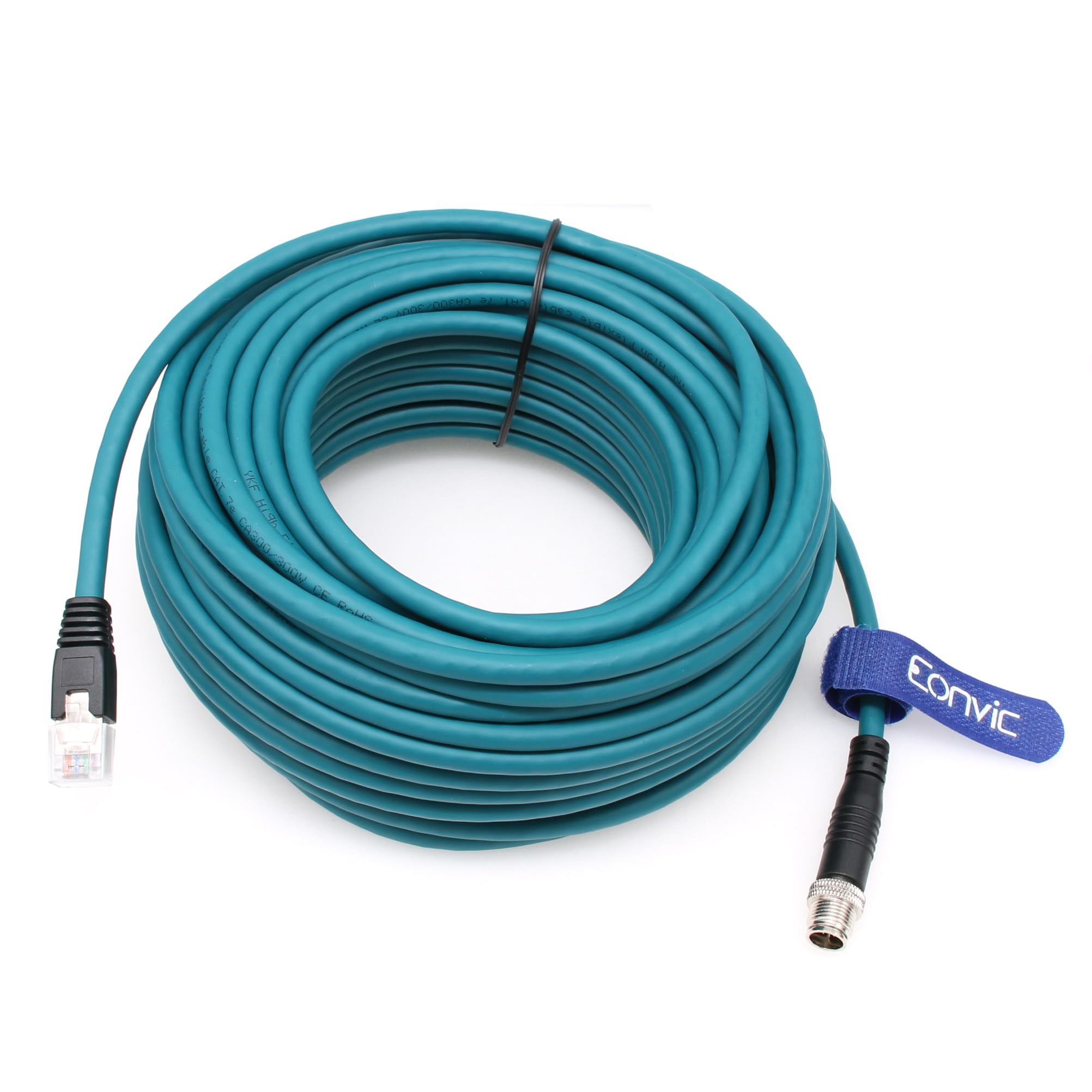 Eonvic Ethernet Shielded Cable M12 X Type 8 Position To Rj45 Cat 7E Waterproof Industrial Network High Flex Cable For Cognex (30M, Blue)