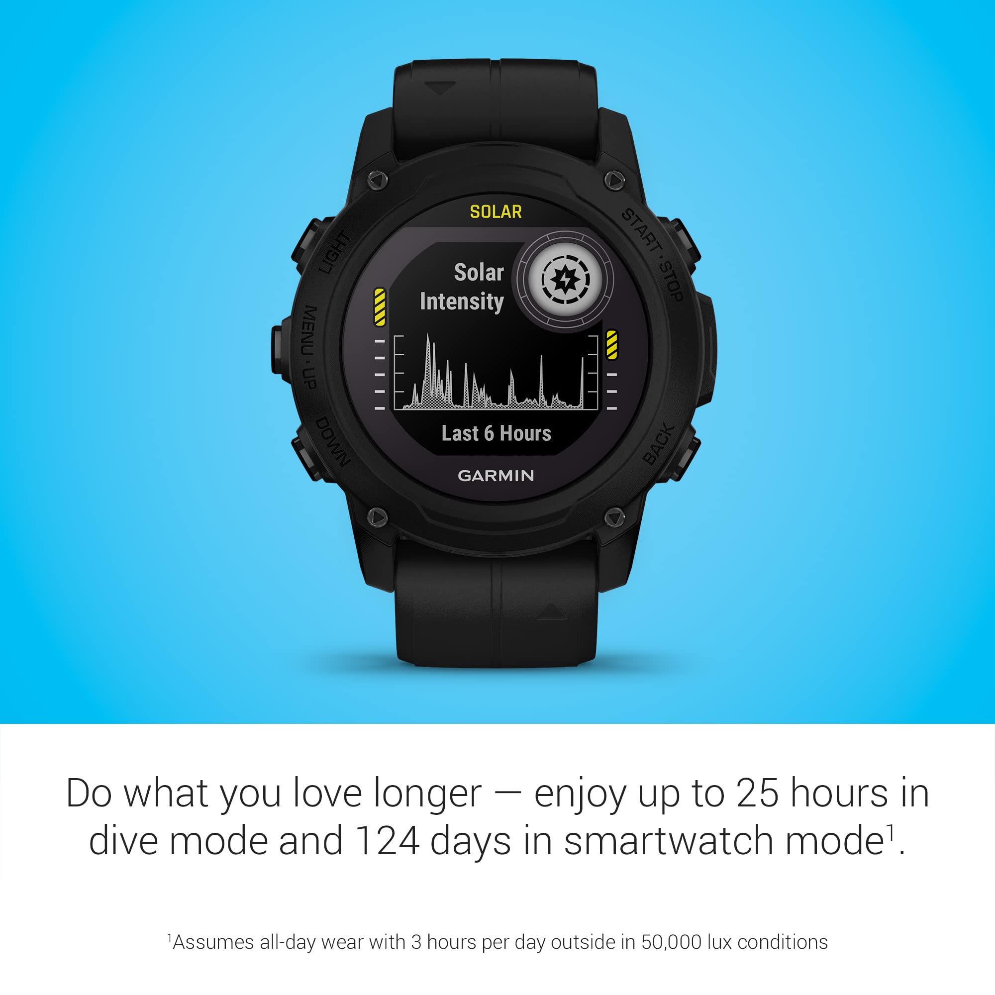 Garmin Descent G1 Solar, Rugged Dive Computer With Solar Charging Capabilities, Multiple Dive Modes, Activity Tracking, Black