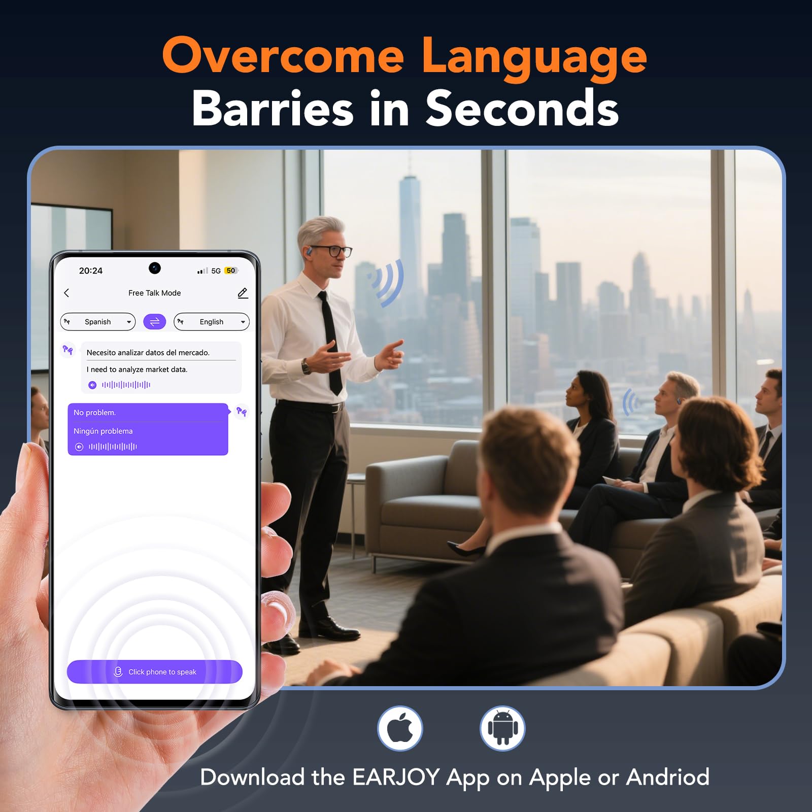 Ai Translation Earbuds Real Time, Ows Real-Time Translator Earbuds For 134 Languages Lcd Touch Screen, Two Way Translation Headp