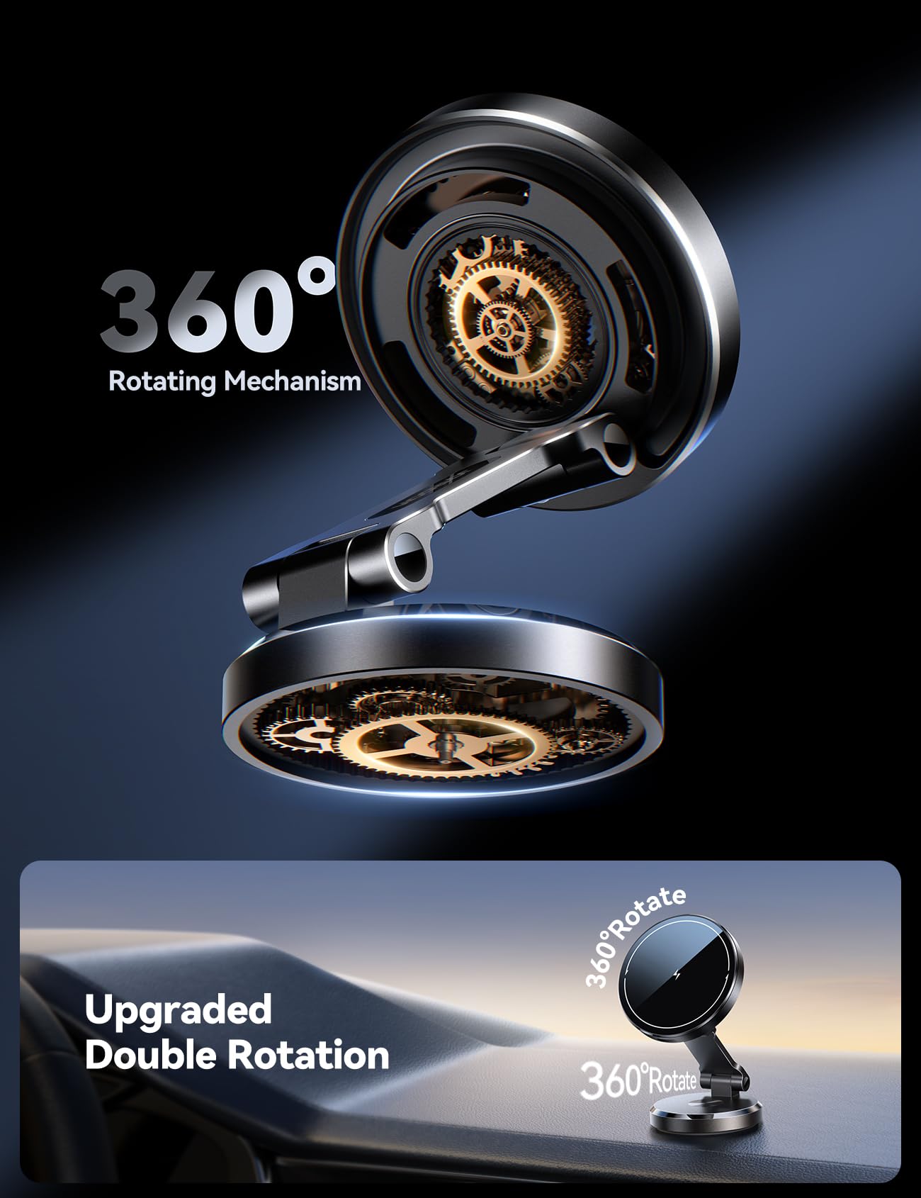 Joyroom For Magsafe Car Mount Charger, [ Upgrade Rotatable Charging Panel ] 15W Fast Charging Metal Magnetic Phone Holder, Dashb