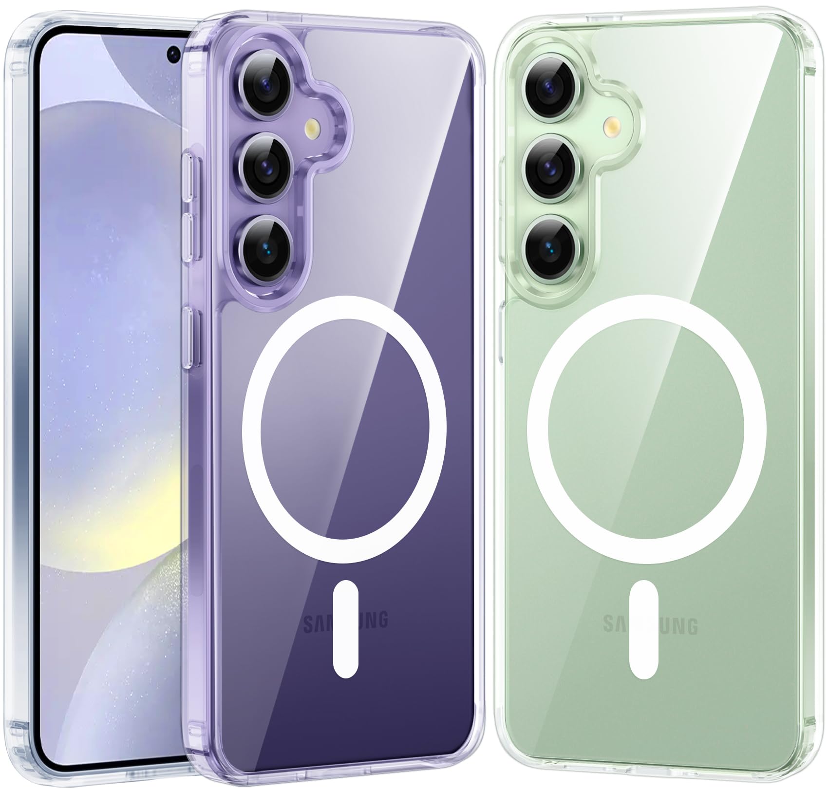 Fntcase For Samsung Galaxy S24 Plus Case: Clear Magnetic Anti Yellowing Shockproof Protective Phone Cover | Military Grade Drop