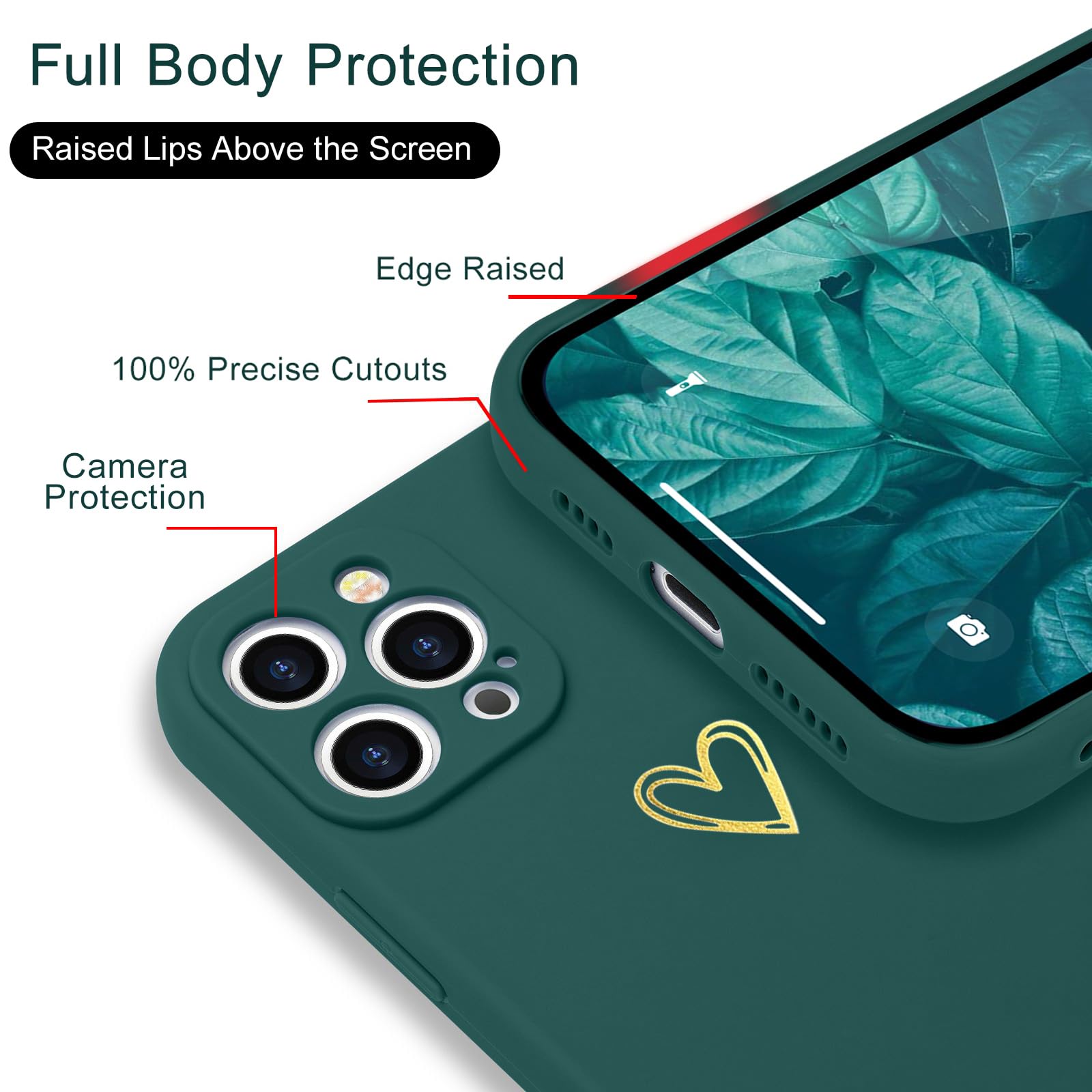 Wirvyuer For Iphone 14 Pro Max Case Cute Slim Shockproof Phone Case With Wireless Charging Support And Protection, Green