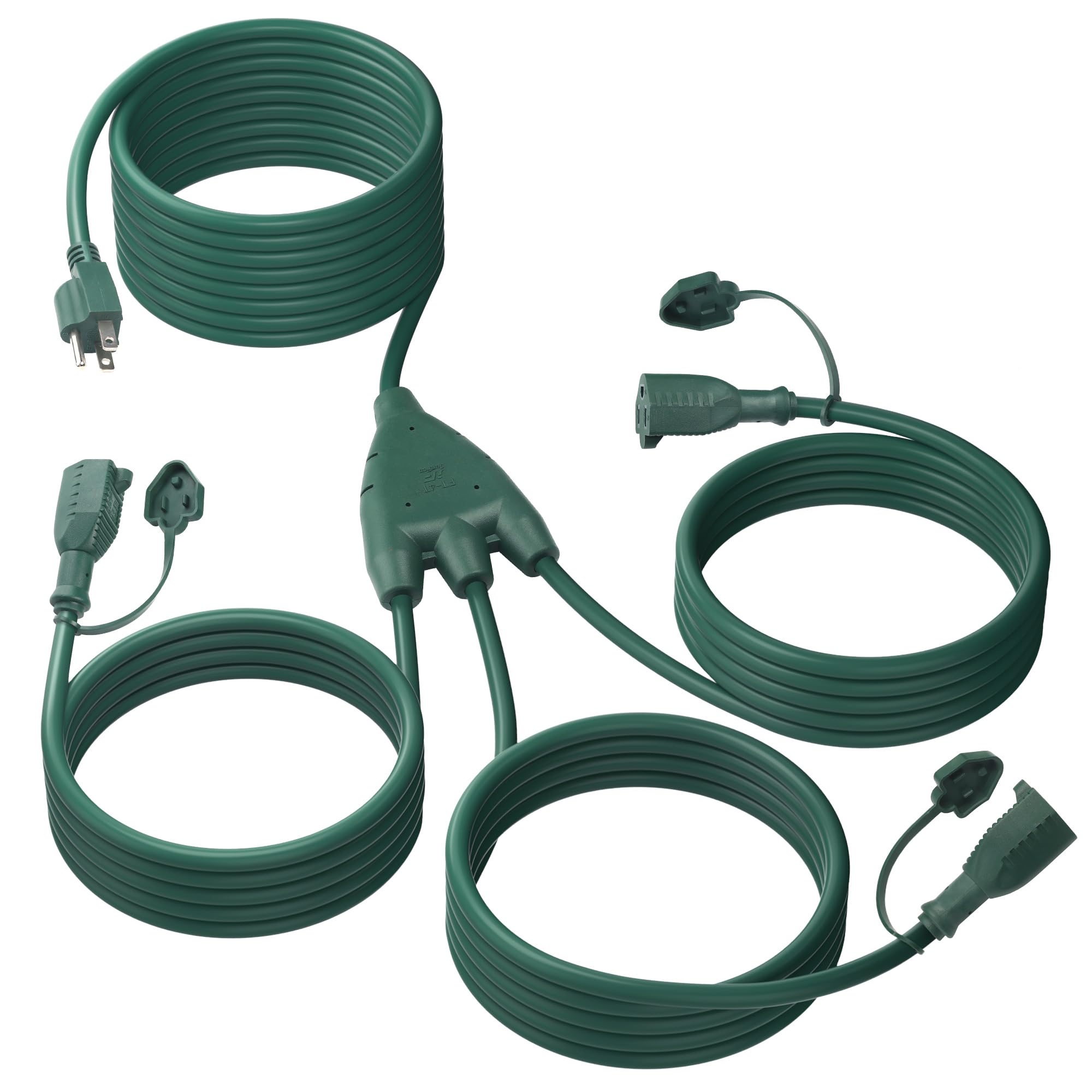 Bn Link 1 To 3 Splitter Extension Cord, 24 Ft End To End(36 Ft Total), Multi Outlet Power Cord, 16/3 Sjtw Weather Resistant For